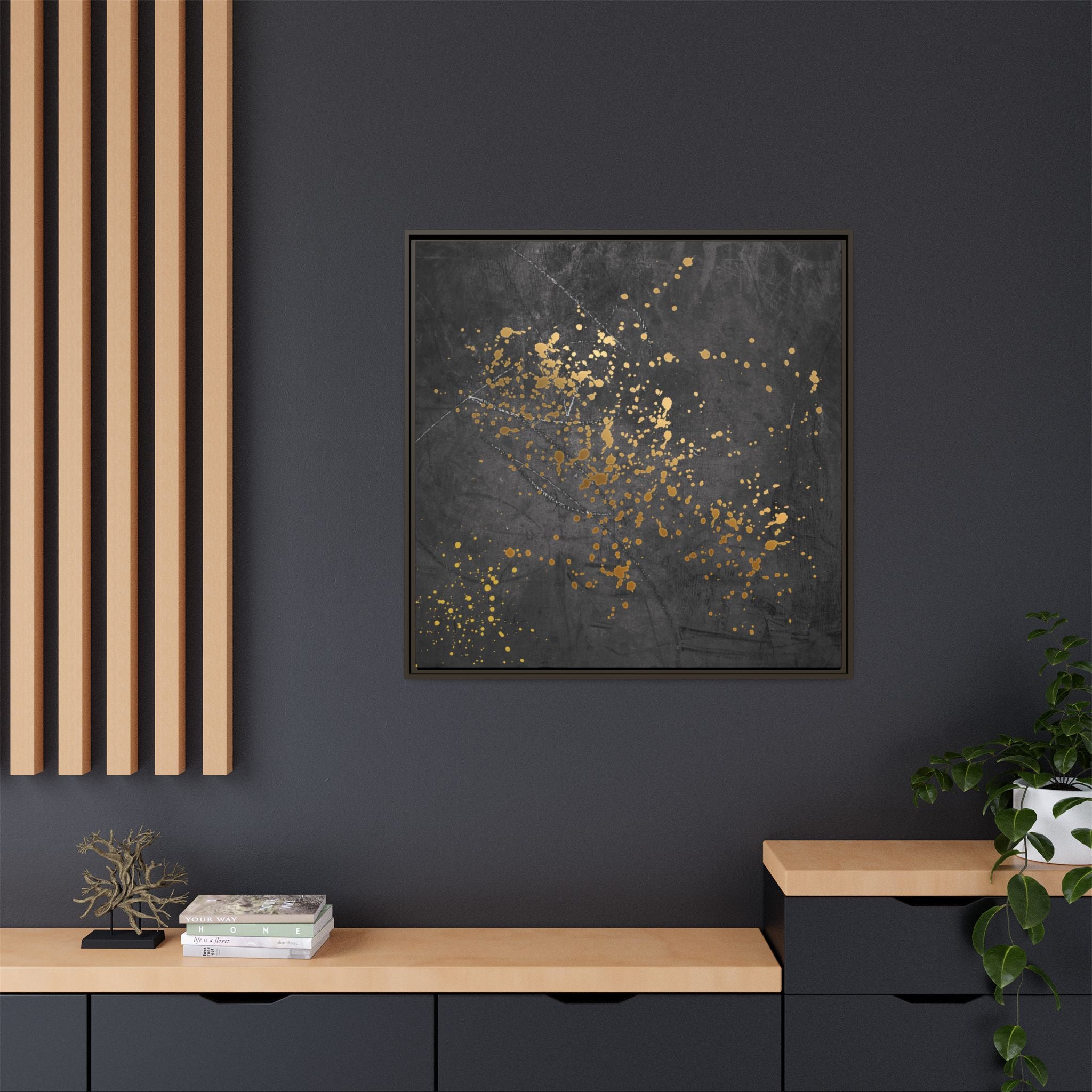 Elegant Gold Splash Canvas Art | Modern Home Decor, Wall Art, Framed Artwork, Living Room Accent, Gift Idea