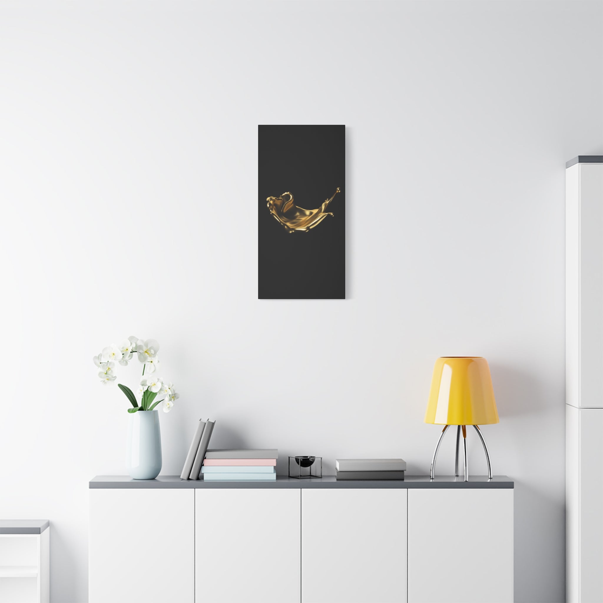 Golden Splash Art Canvas - Modern Black Decor for Stylish Homes