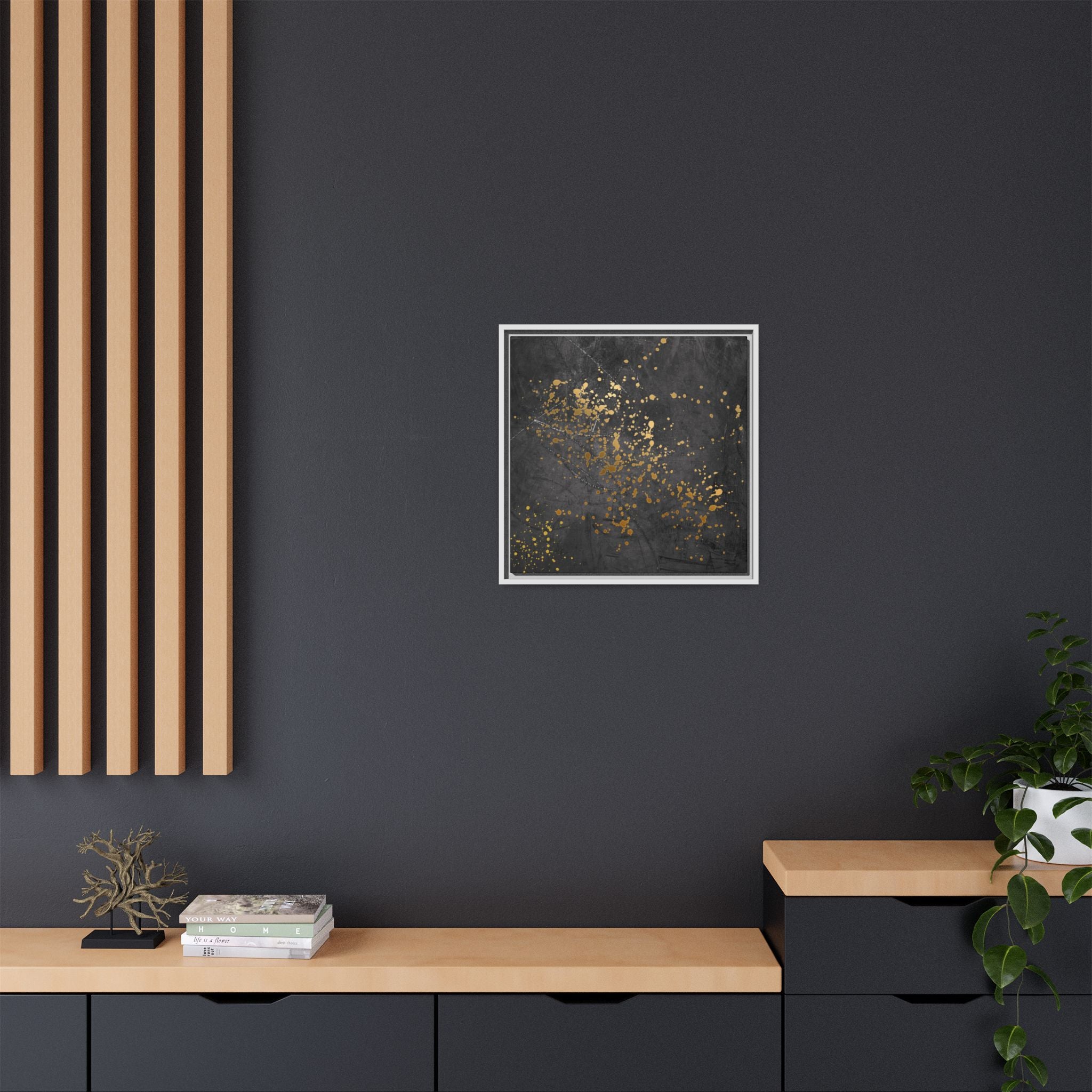 Elegant Gold Splash Canvas Art | Modern Home Decor, Wall Art, Framed Artwork, Living Room Accent, Gift Idea