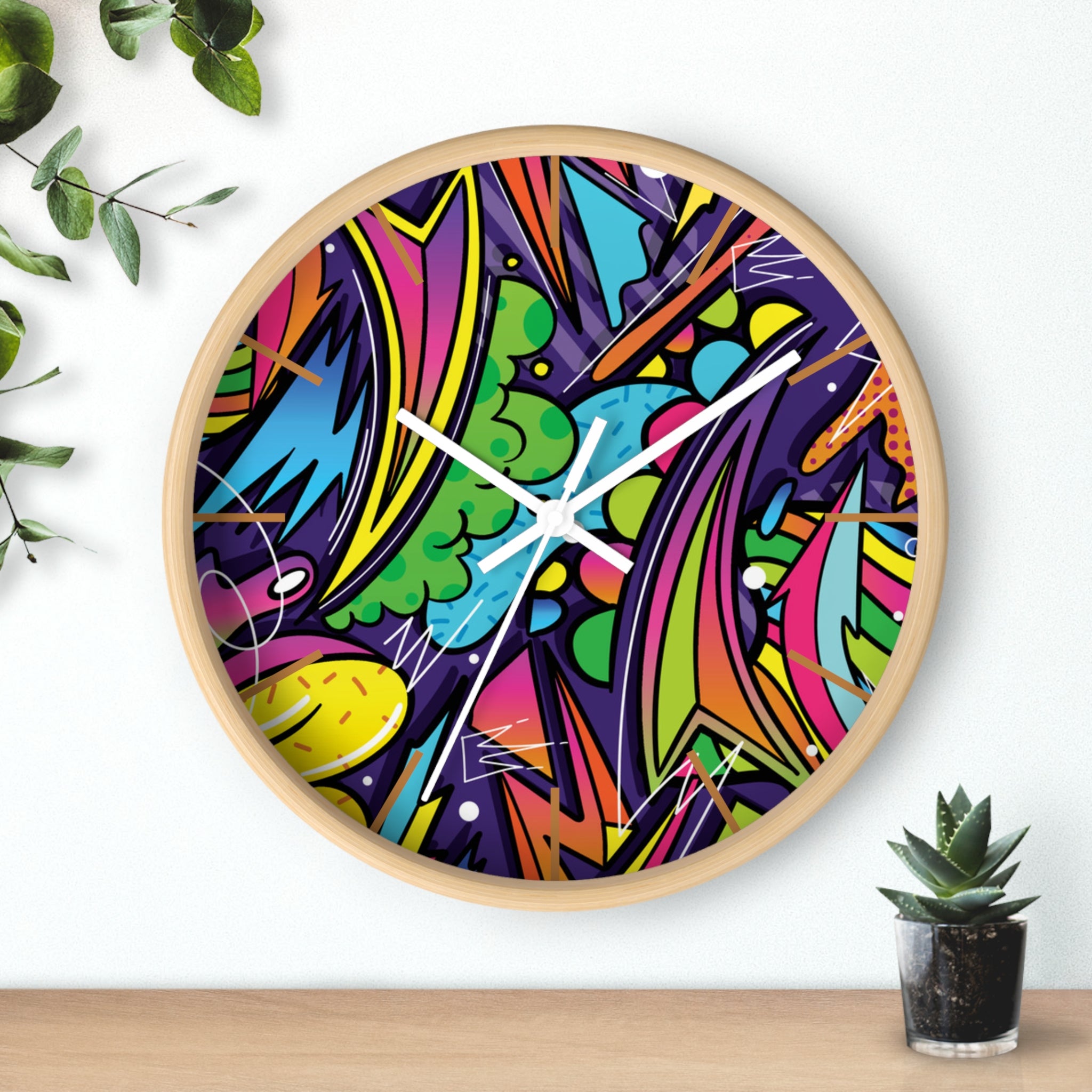 Urban Graffiti Wall Clock – Colorful Pop Art Decor for Modern Spaces