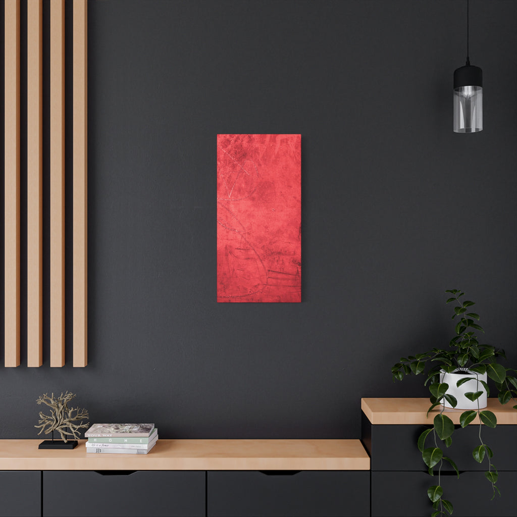 Red Grunge Texture Wall Art – Industrial Abstract Canvas Print with Scratched Surface for Bold Modern Spaces