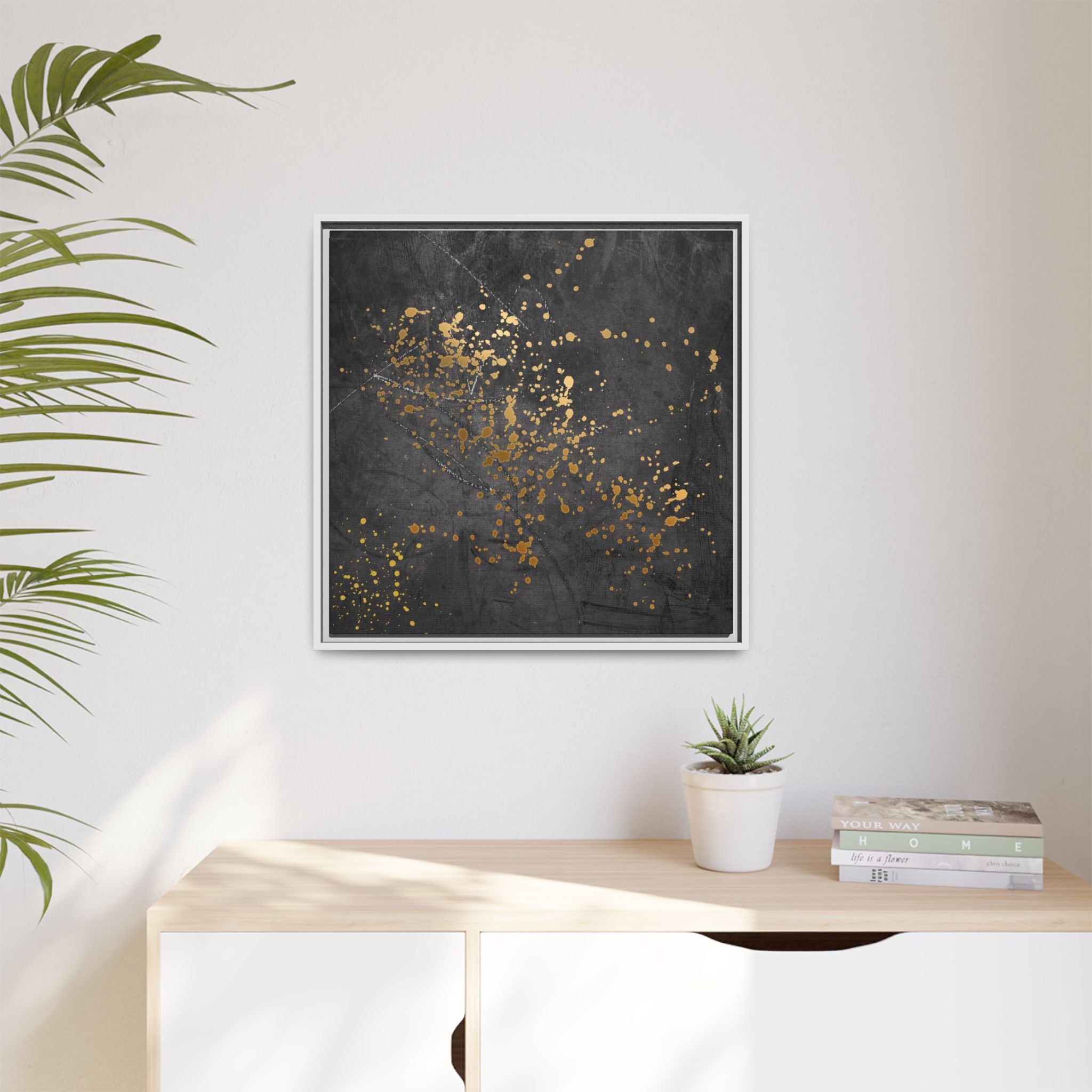 Elegant Gold Splash Canvas Art | Modern Home Decor, Wall Art, Framed Artwork, Living Room Accent, Gift Idea