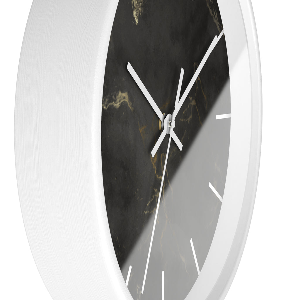 Luxury Black Marble Wall Clock – Sleek Minimalist Home Décor with Gold Vein Accents