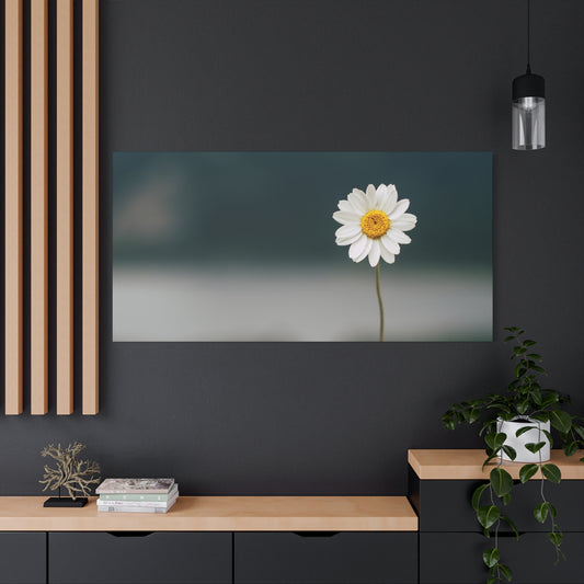 Minimalist Daisy Flower Wall Art – Peaceful Nature Photography Print on Canvas for Calm, Modern Interiors