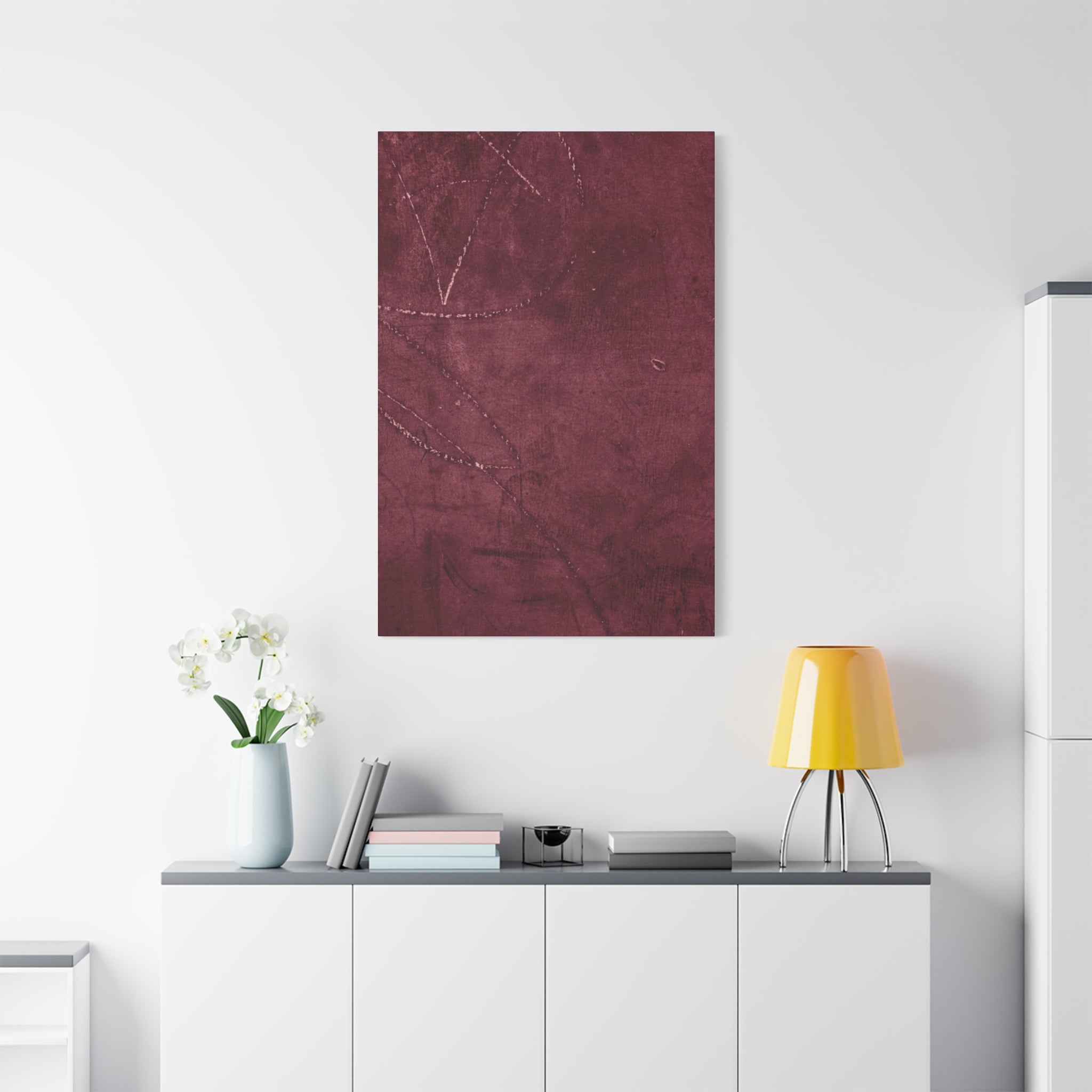 Modern Abstract Wall Art Canvas Print - Matte Burgundy Design