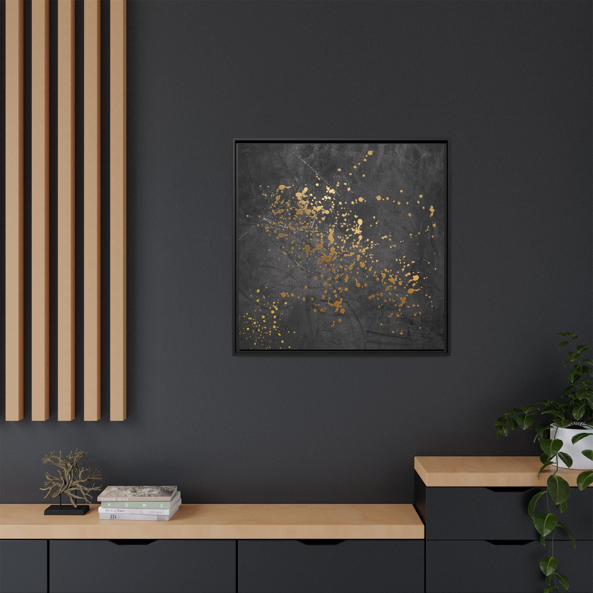 Elegant Gold Splash Canvas Art | Modern Home Decor, Wall Art, Framed Artwork, Living Room Accent, Gift Idea