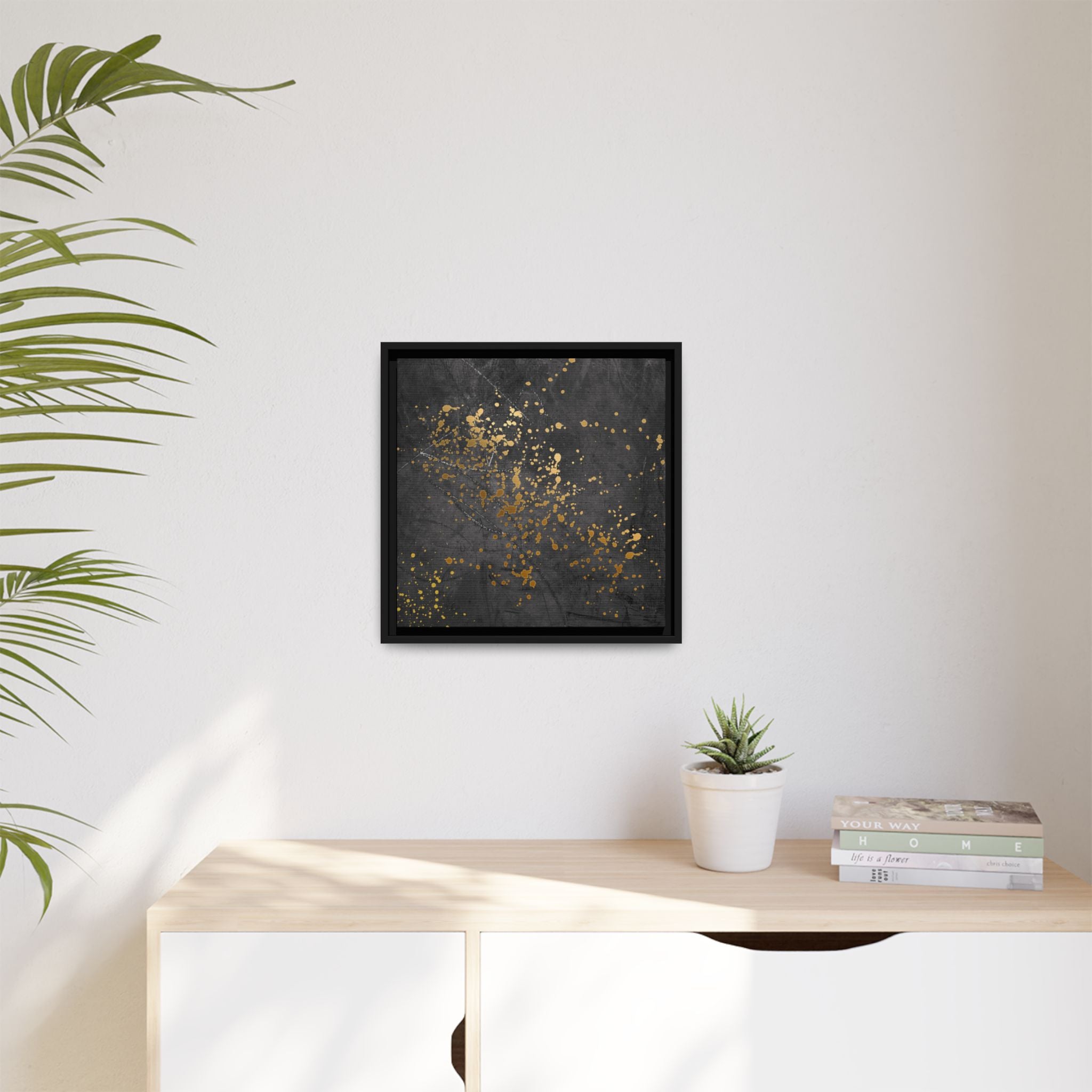 Elegant Gold Splash Canvas Art | Modern Home Decor, Wall Art, Framed Artwork, Living Room Accent, Gift Idea