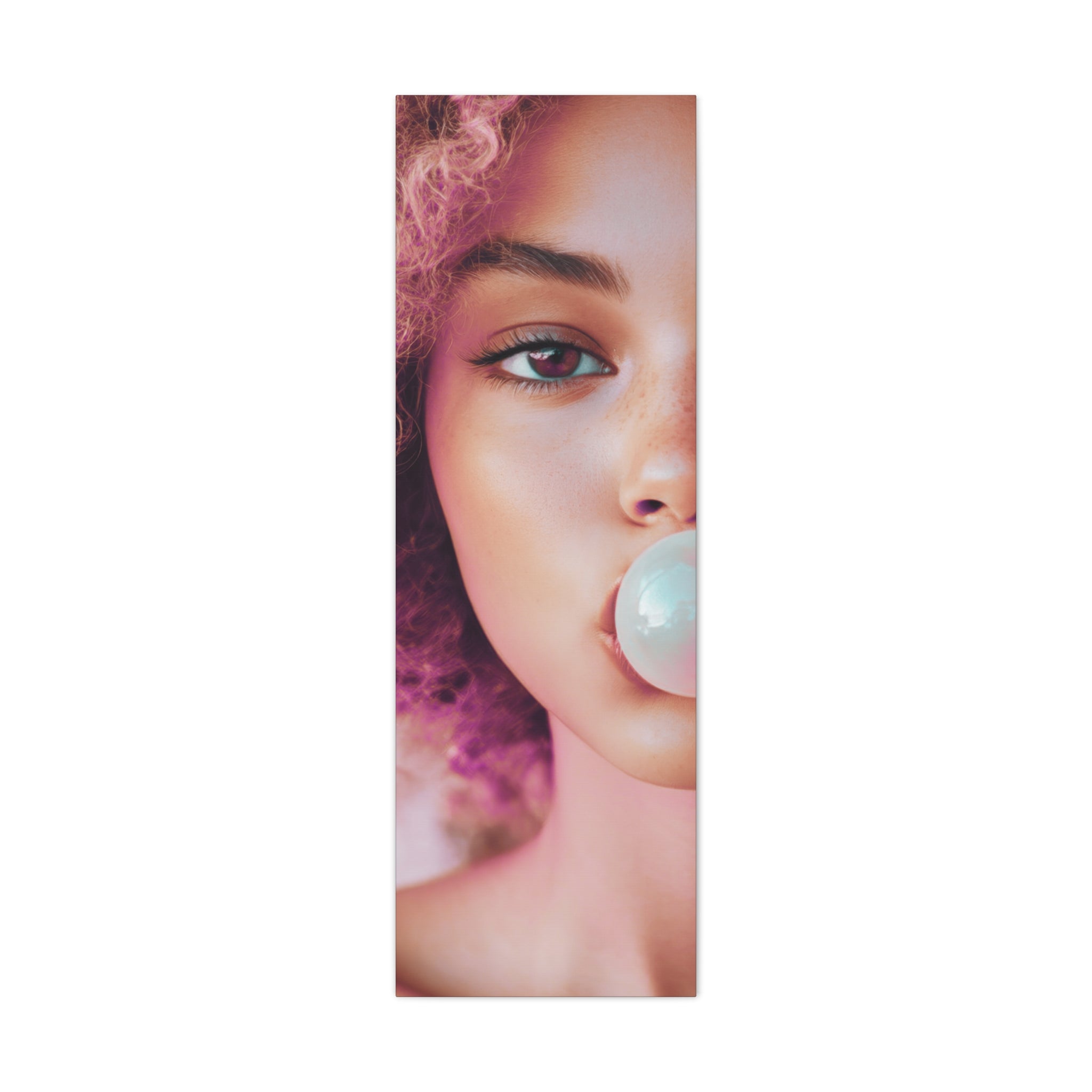 Bold Pink Pop Art Wall Art – Vibrant Fashion Canvas Print Featuring Bubblegum & Curly Hair Aesthetic