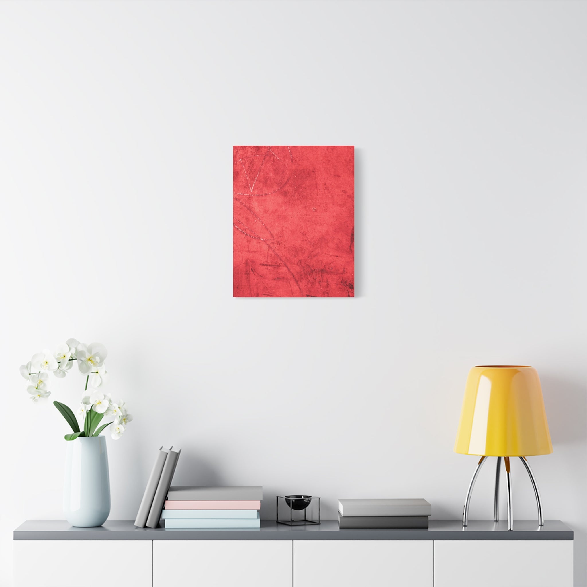 Red Grunge Texture Wall Art – Industrial Abstract Canvas Print with Scratched Surface for Bold Modern Spaces