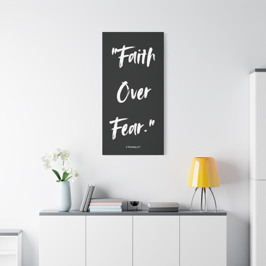 “Faith Over Fear” Christian Wall Art – Minimalist Bible Verse Print (2 Timothy 1:7)