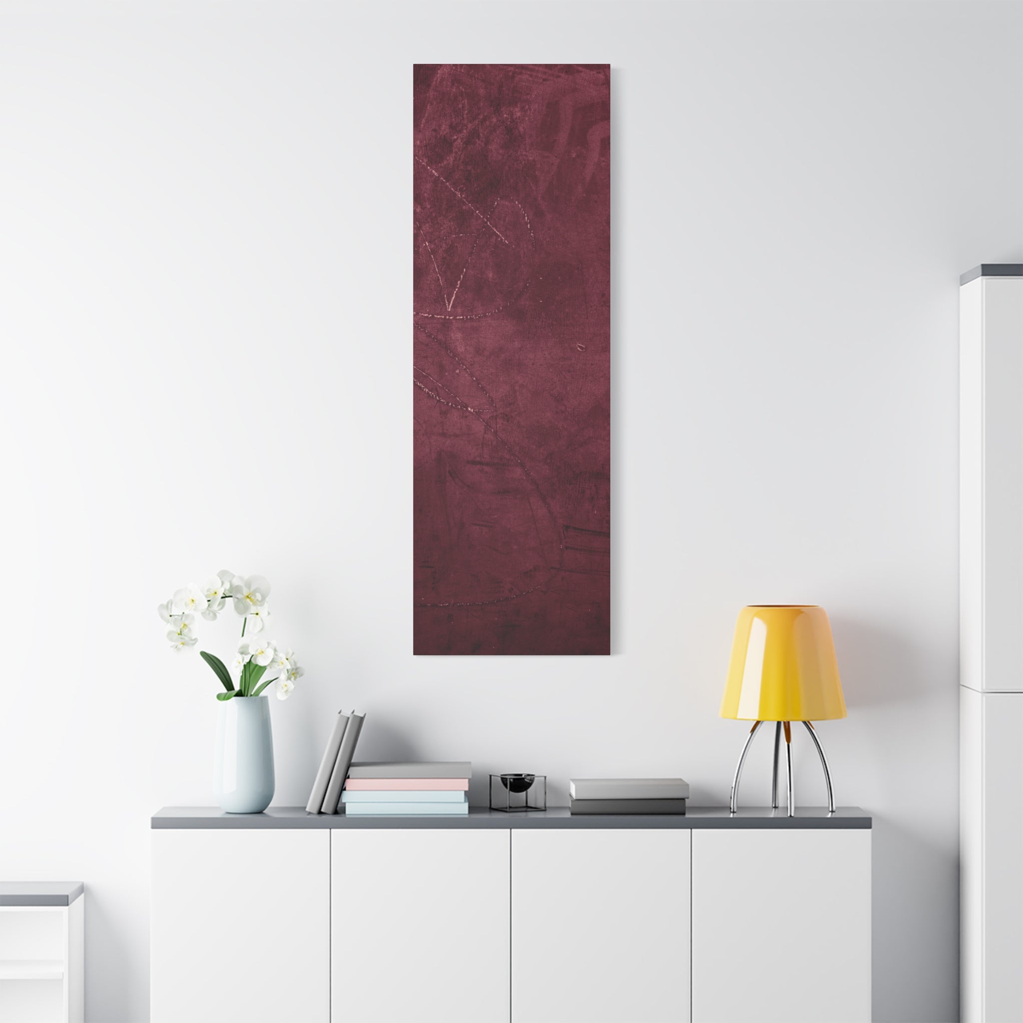 Modern Abstract Wall Art Canvas Print - Matte Burgundy Design