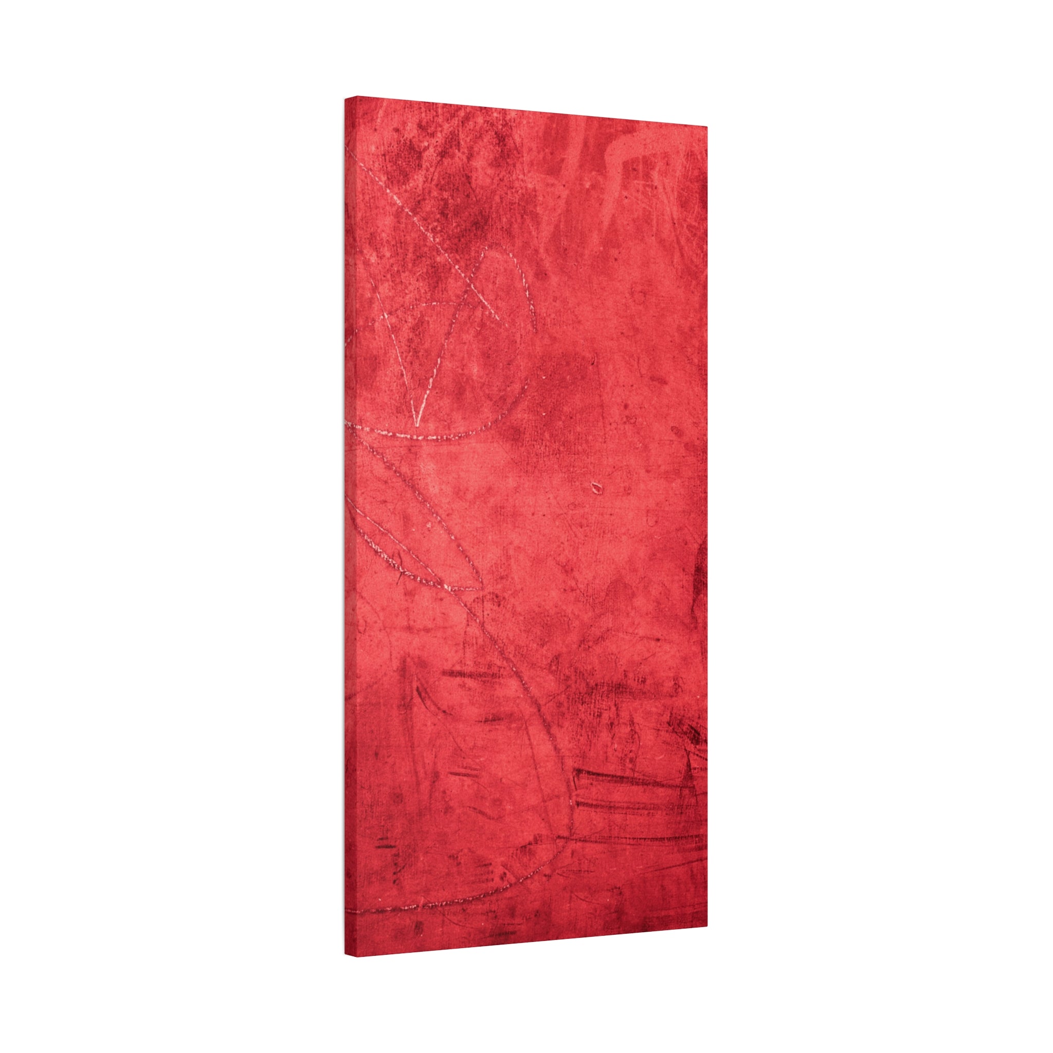 Red Grunge Texture Wall Art – Industrial Abstract Canvas Print with Scratched Surface for Bold Modern Spaces