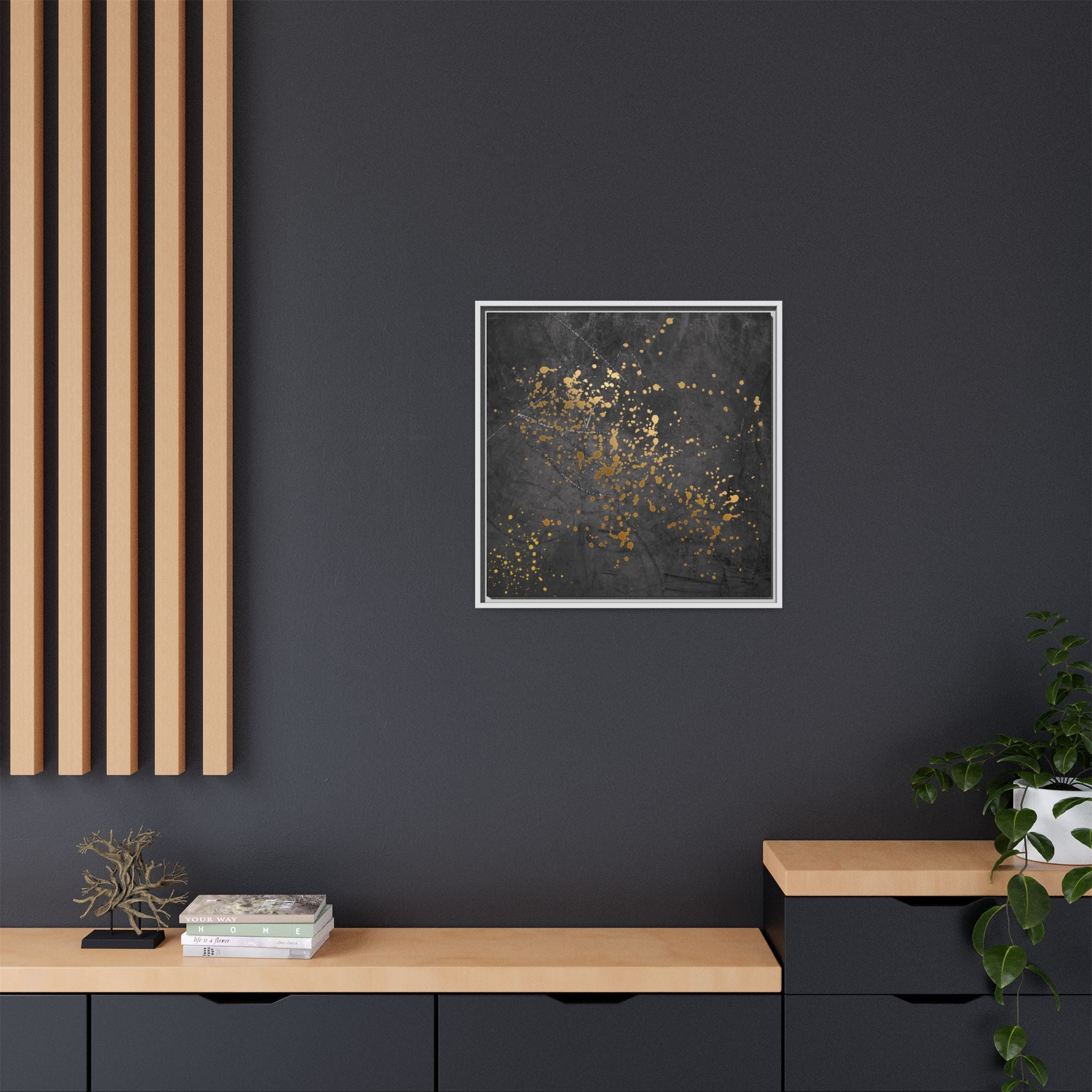 Elegant Gold Splash Canvas Art | Modern Home Decor, Wall Art, Framed Artwork, Living Room Accent, Gift Idea