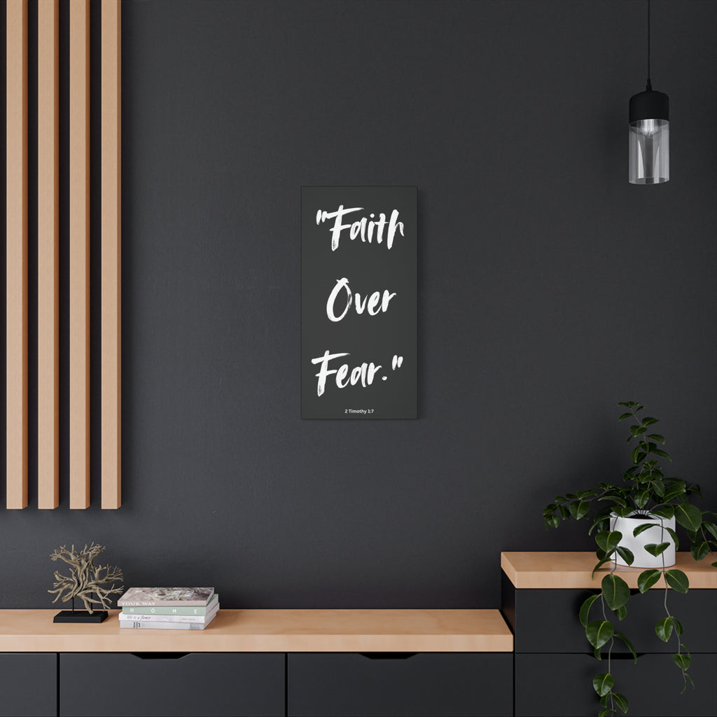 “Faith Over Fear” Christian Wall Art – Minimalist Bible Verse Print (2 Timothy 1:7)