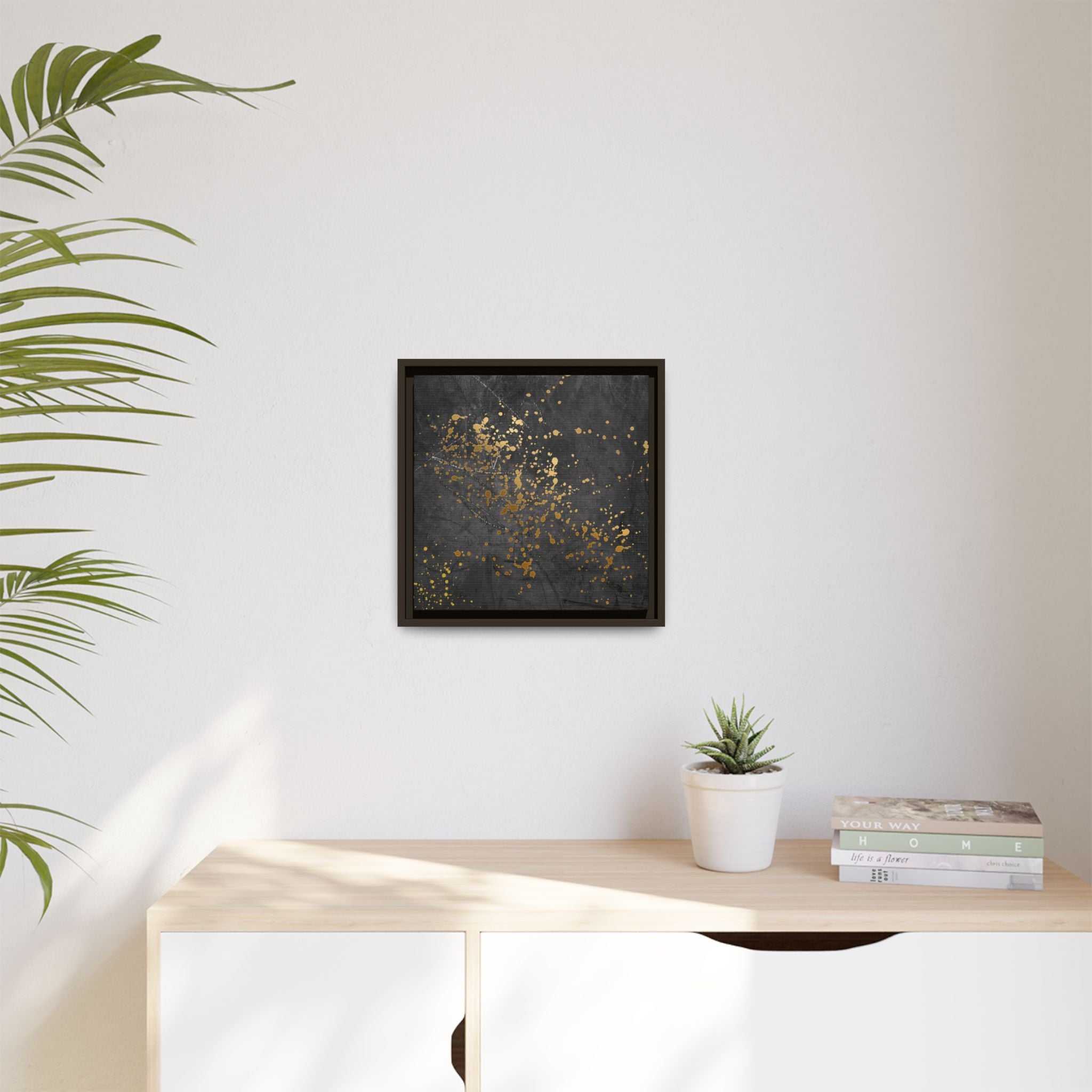 Elegant Gold Splash Canvas Art | Modern Home Decor, Wall Art, Framed Artwork, Living Room Accent, Gift Idea