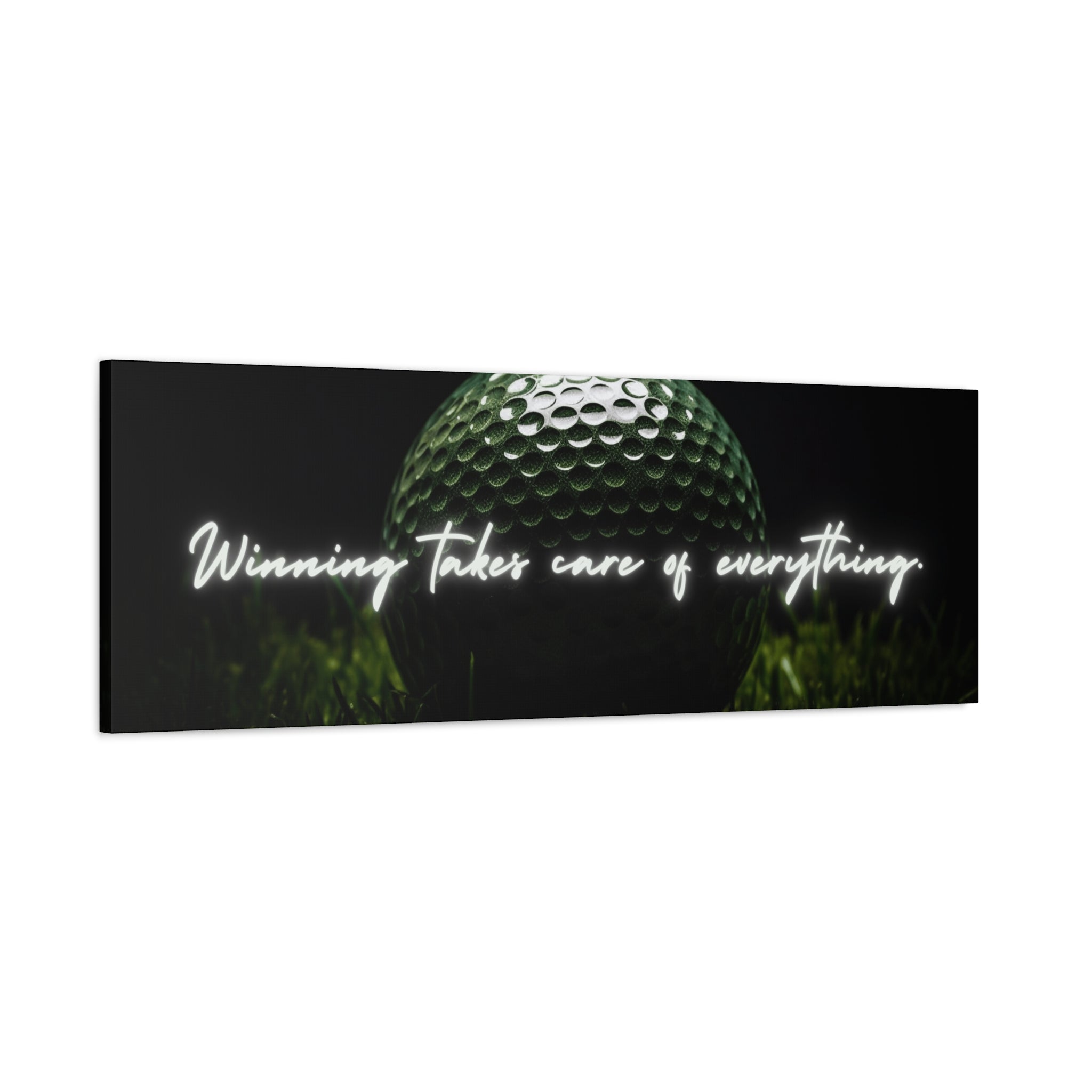 "Winning Takes Care of Everything" Golf Wall Art – Motivational Canvas Print for Golfers, Offices, or Man Caves