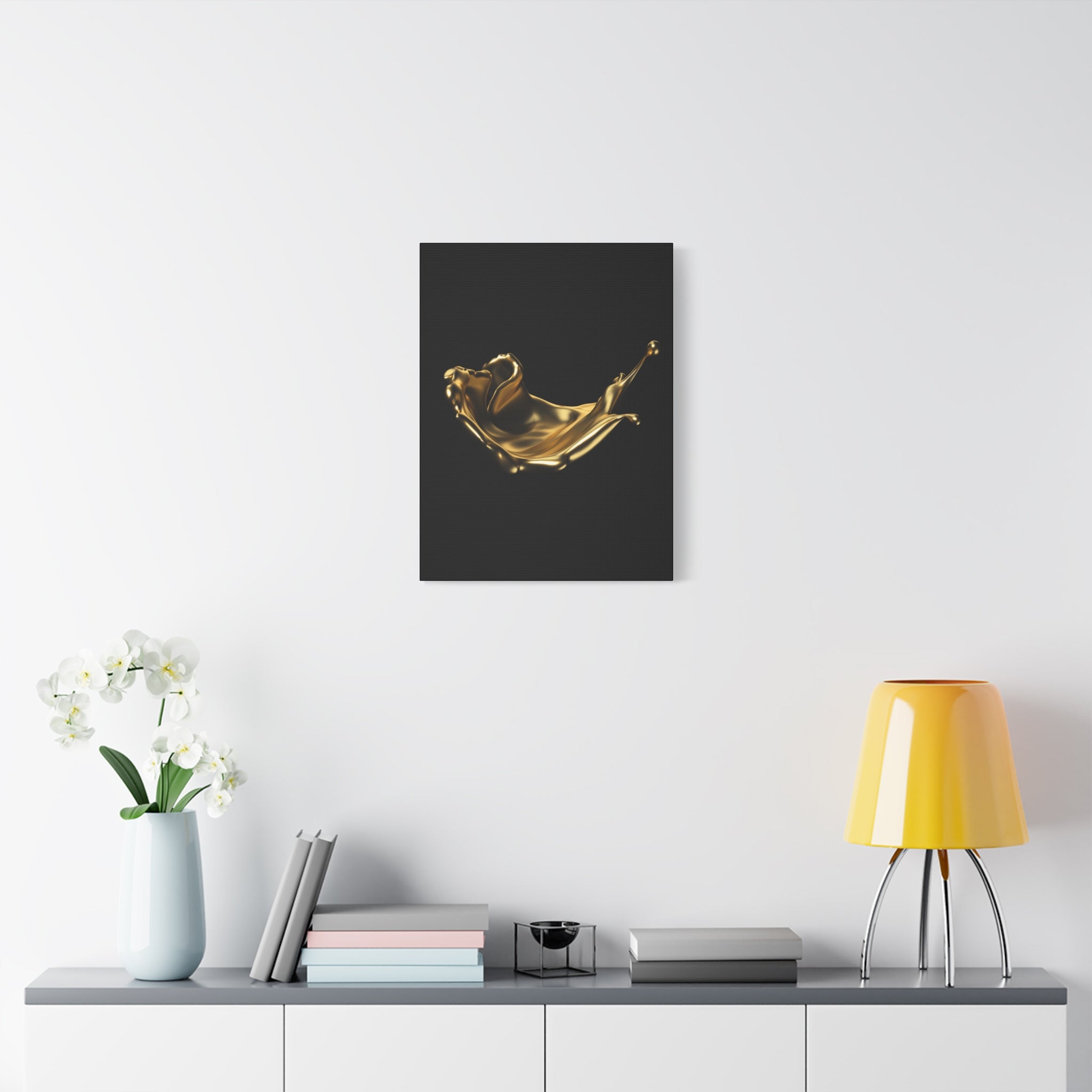 Golden Splash Art Canvas - Modern Black Decor for Stylish Homes