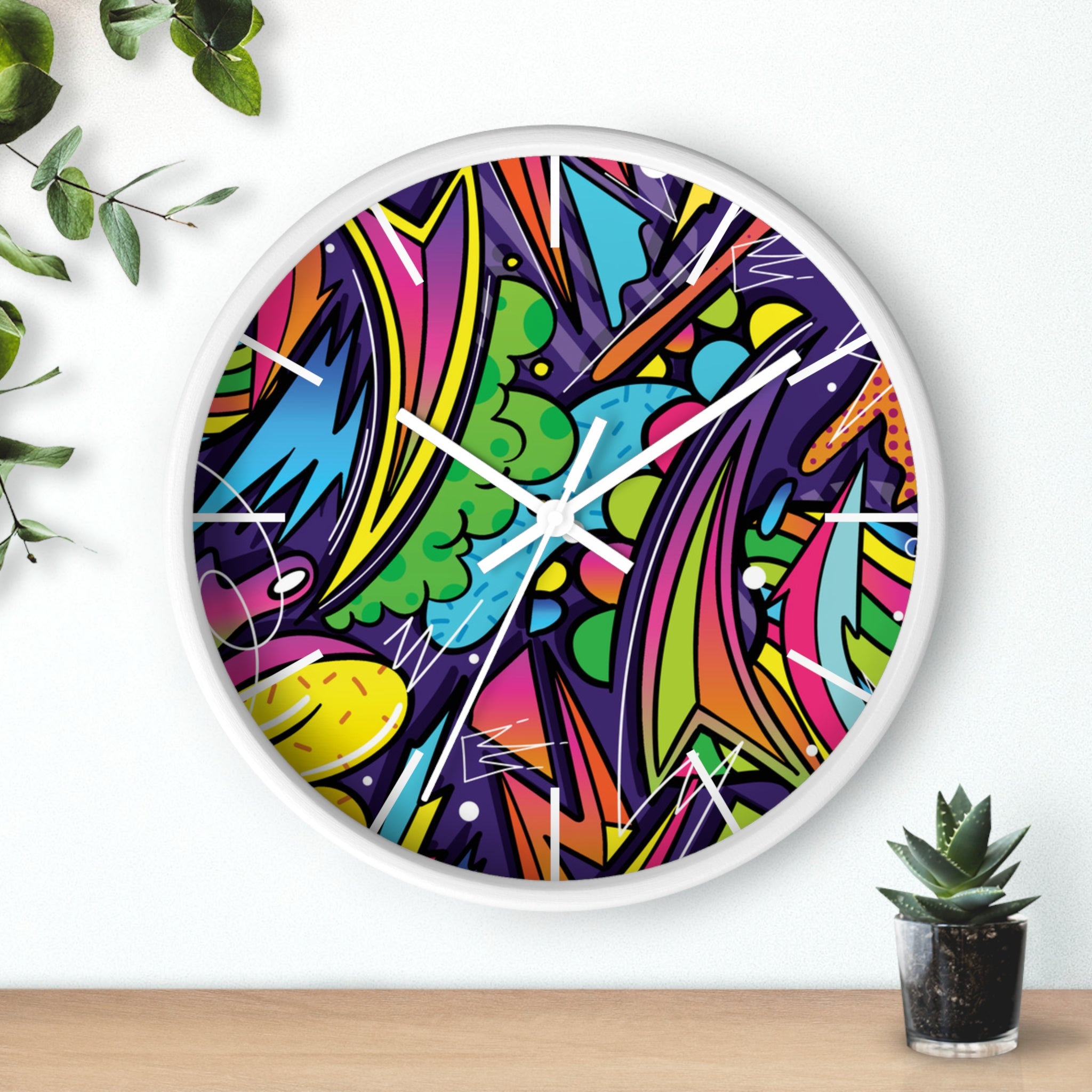Urban Graffiti Wall Clock – Colorful Pop Art Decor for Modern Spaces