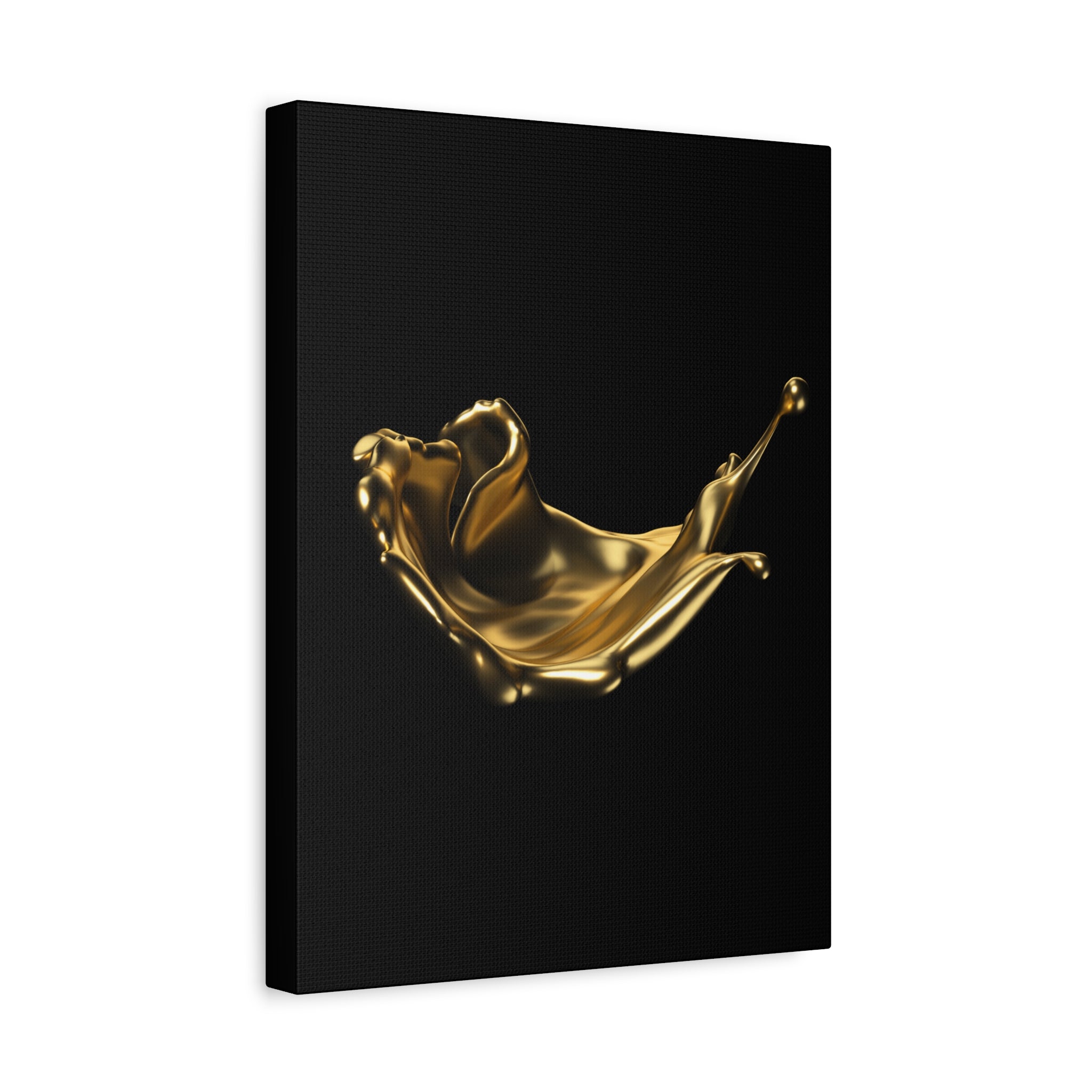 Golden Splash Art Canvas - Modern Black Decor for Stylish Homes