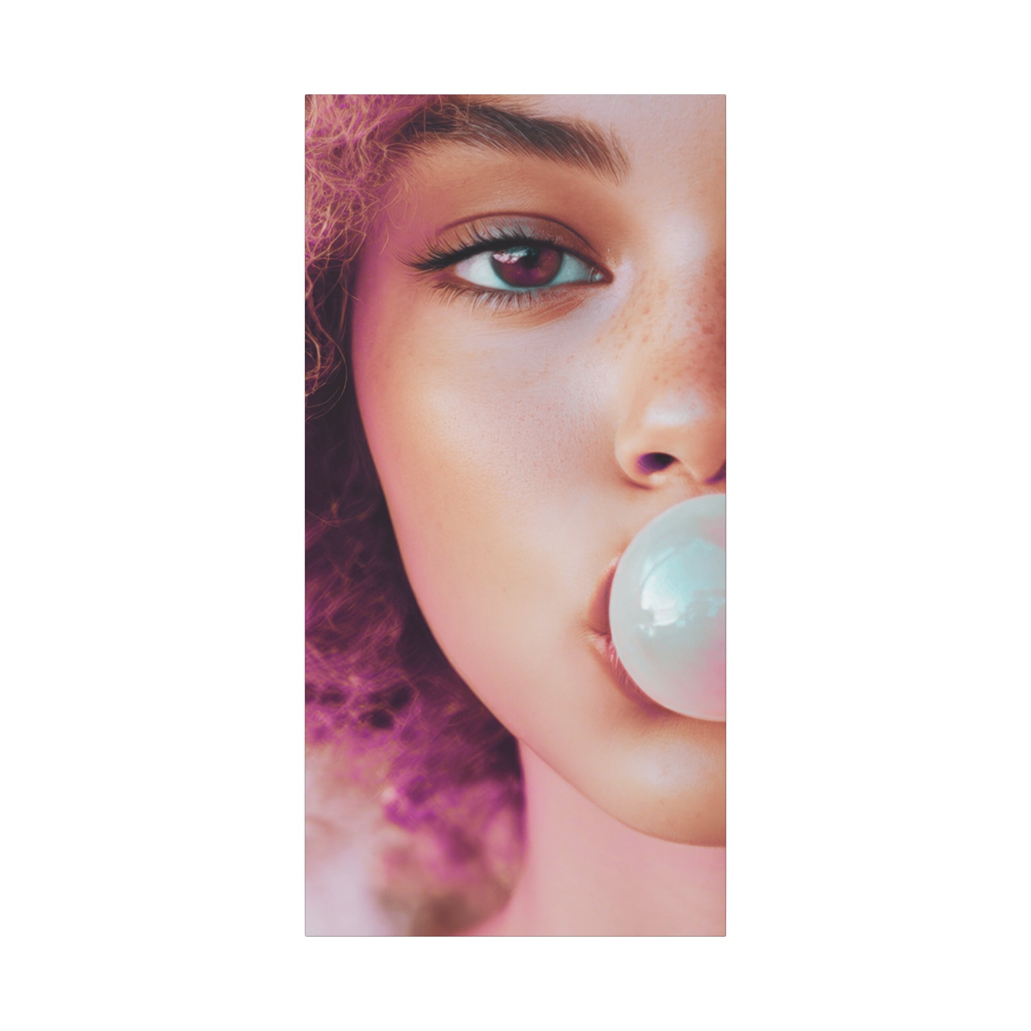 Bold Pink Pop Art Wall Art – Vibrant Fashion Canvas Print Featuring Bubblegum & Curly Hair Aesthetic