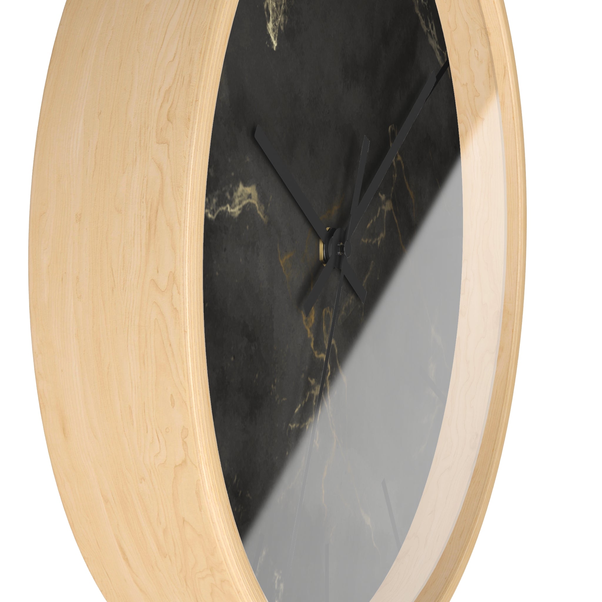 Luxury Black Marble Wall Clock – Sleek Minimalist Home Décor with Gold Vein Accents