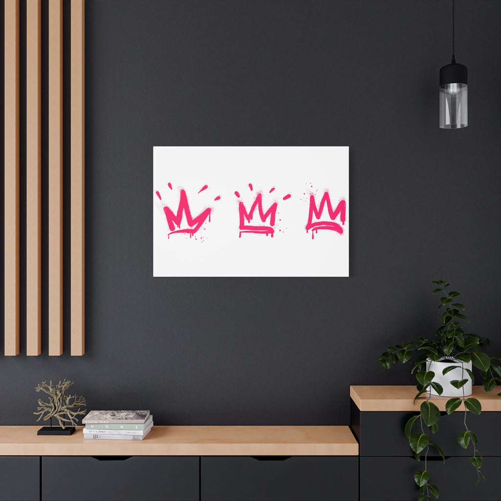 Pink Graffiti Crown Wall Art – Spray-Painted Urban Canvas Print for Street Style Decor and Pop Art Interiors