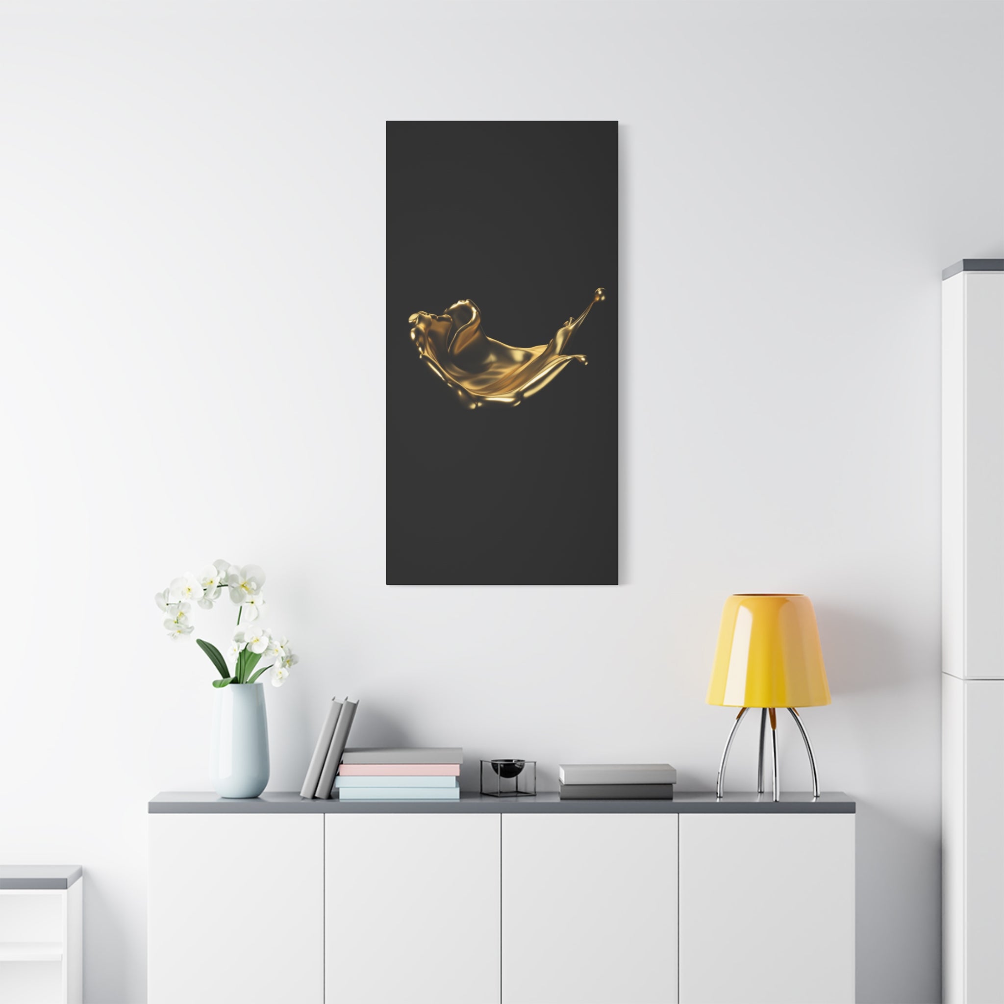 Golden Splash Art Canvas - Modern Black Decor for Stylish Homes