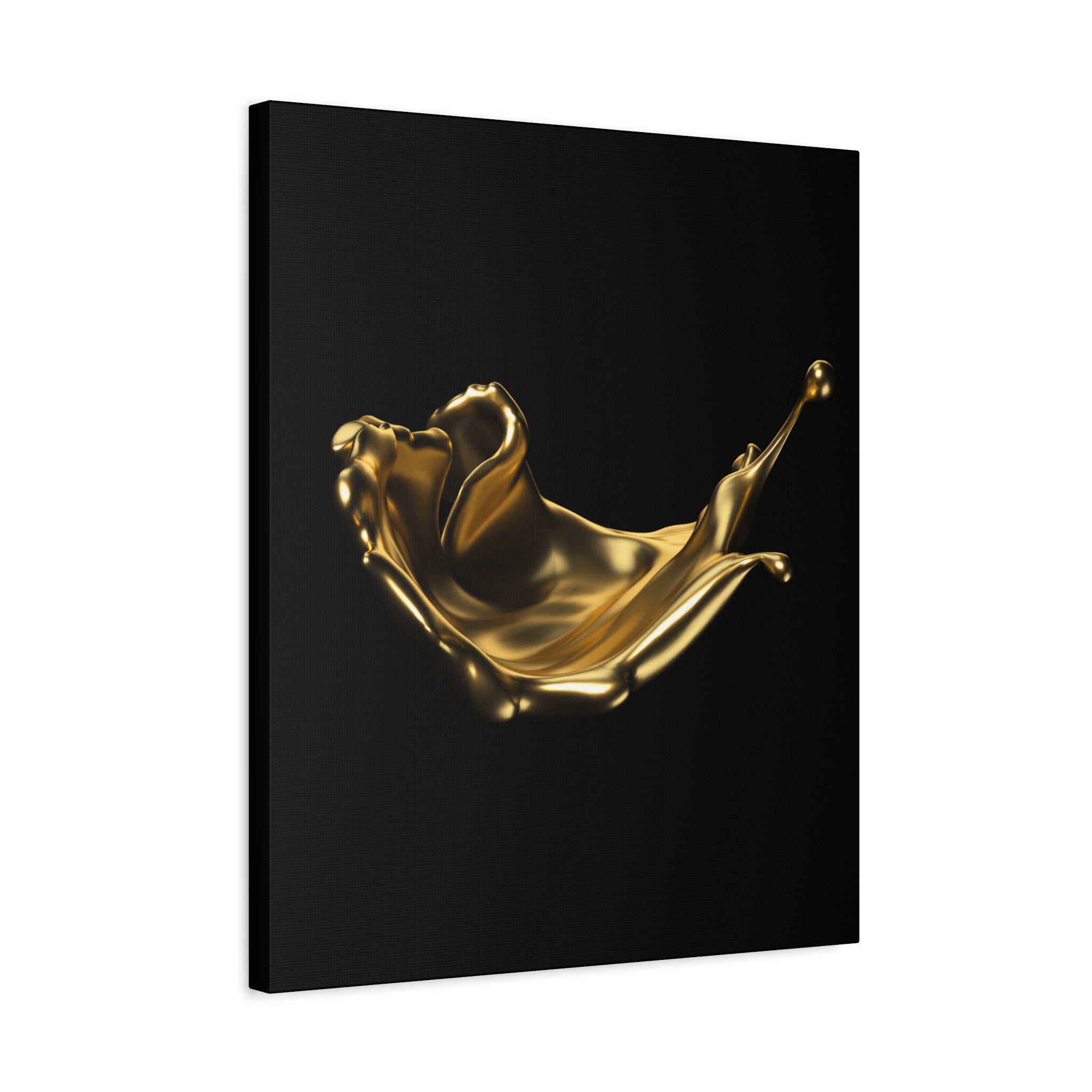 Golden Splash Art Canvas - Modern Black Decor for Stylish Homes