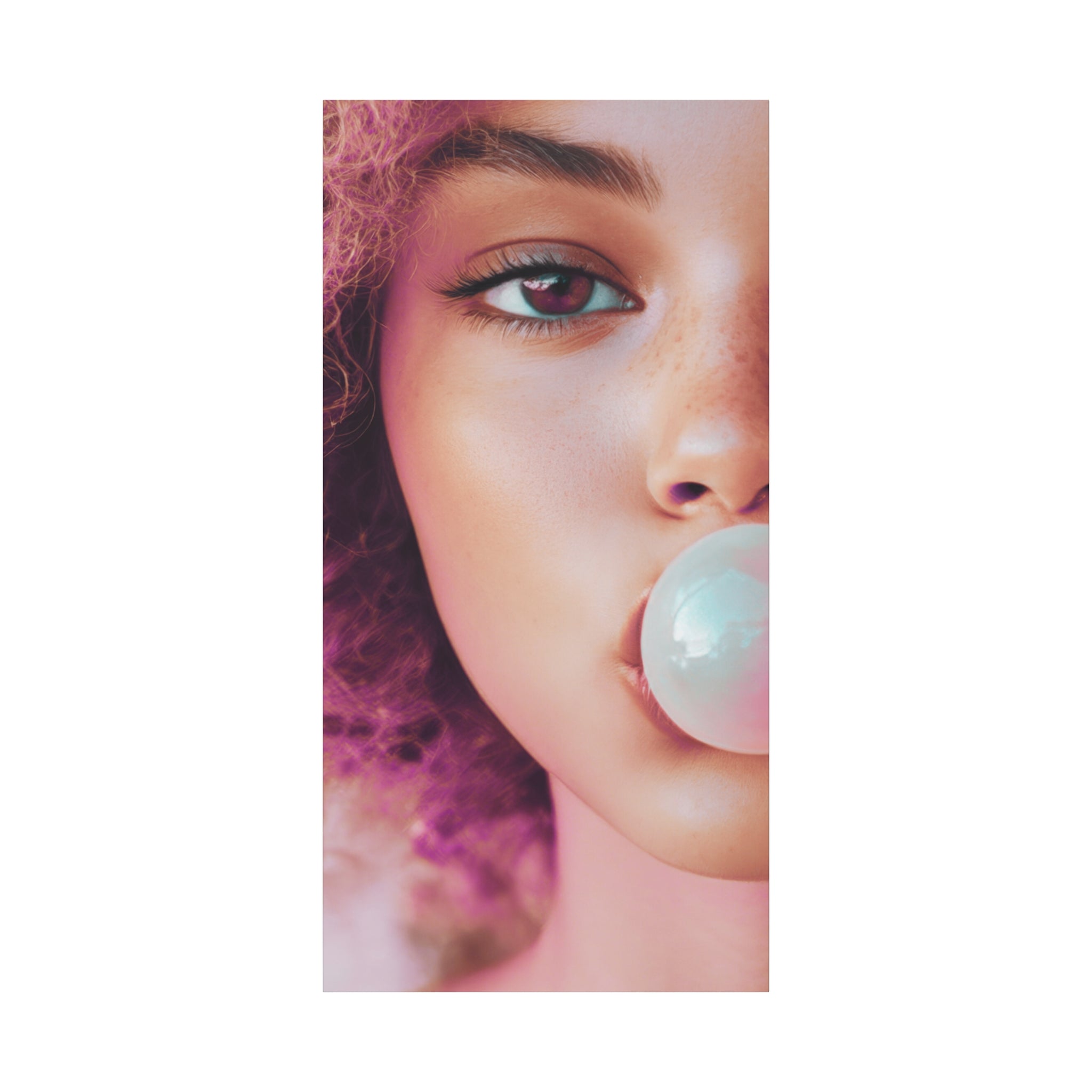 Bold Pink Pop Art Wall Art – Vibrant Fashion Canvas Print Featuring Bubblegum & Curly Hair Aesthetic
