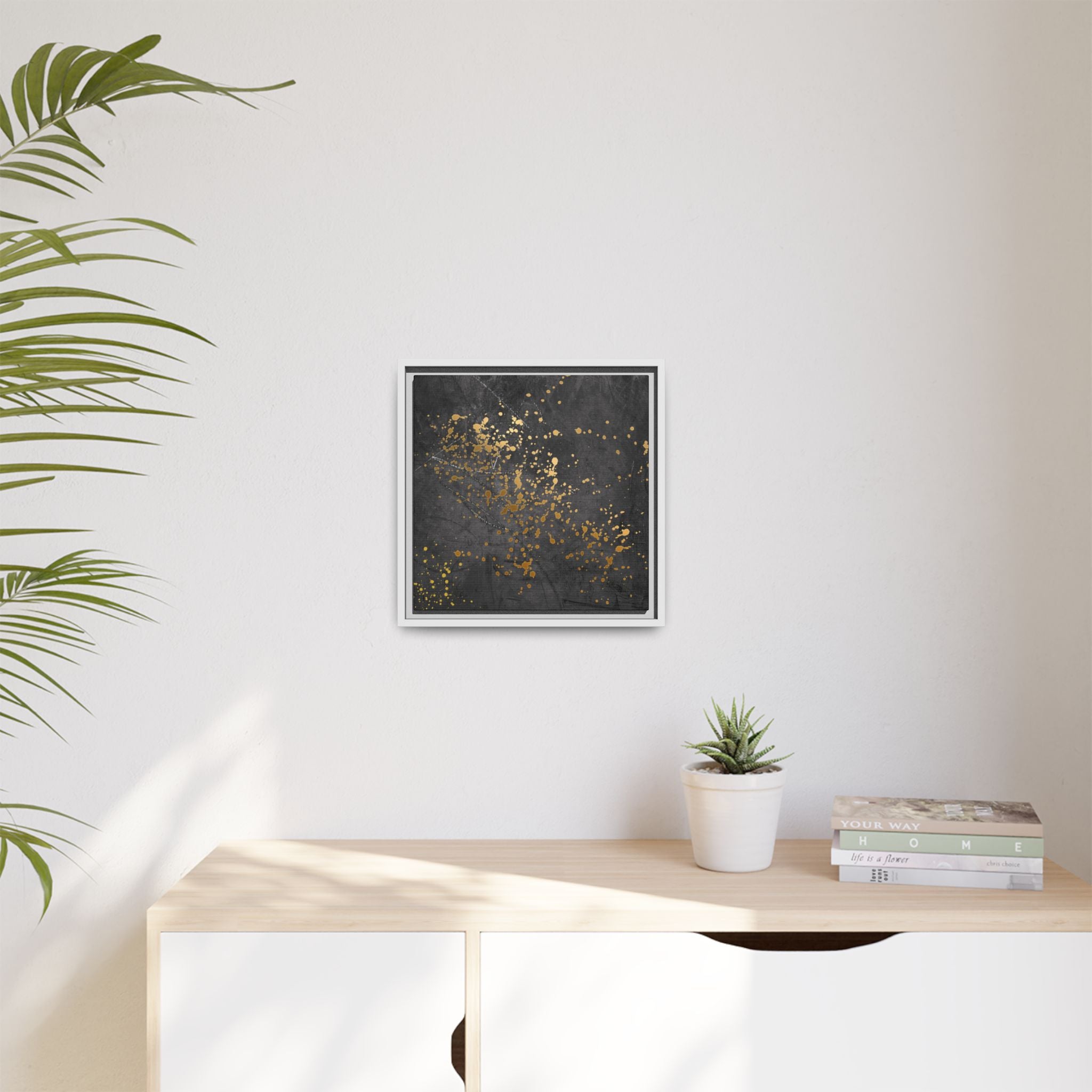 Elegant Gold Splash Canvas Art | Modern Home Decor, Wall Art, Framed Artwork, Living Room Accent, Gift Idea