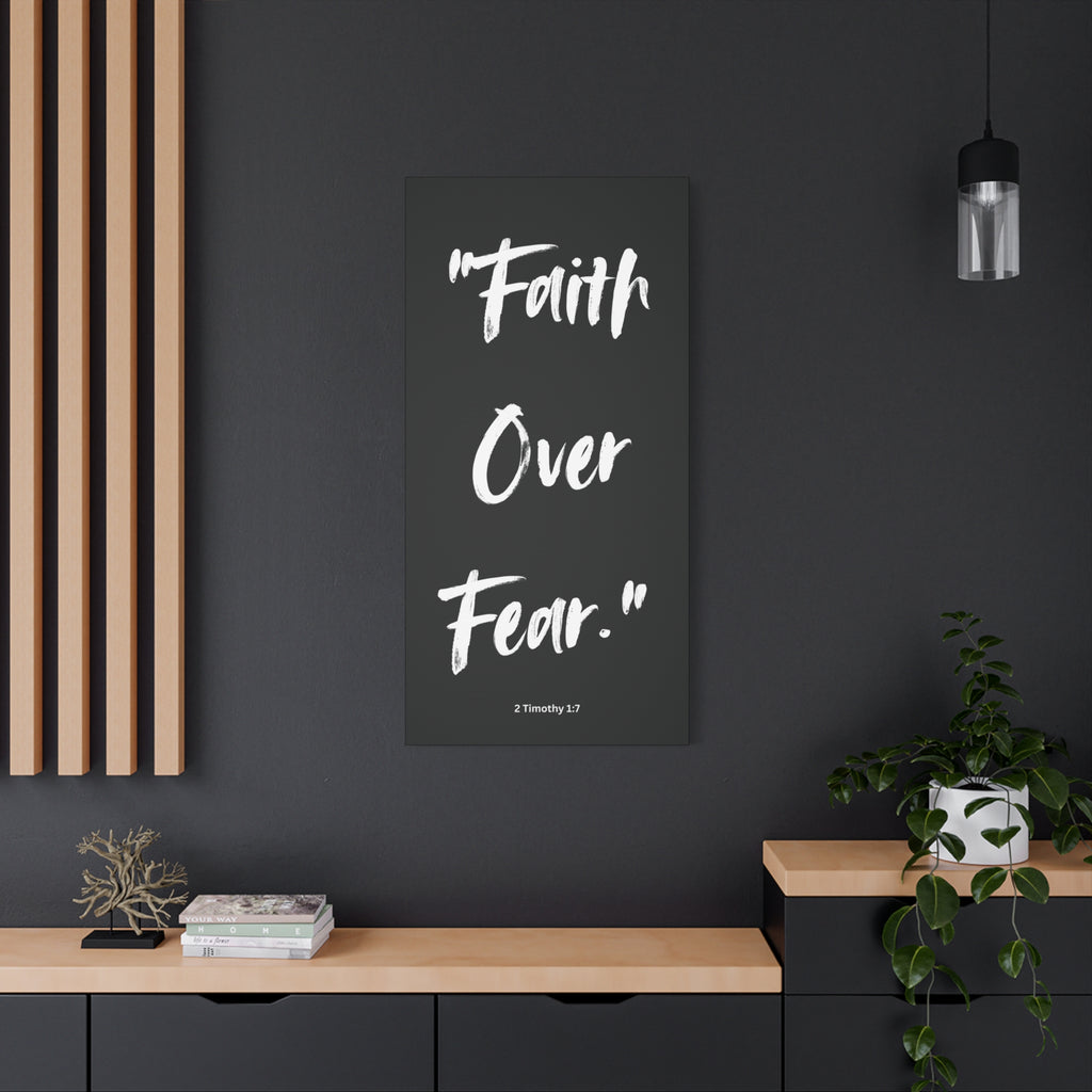 “Faith Over Fear” Christian Wall Art – Minimalist Bible Verse Print (2 Timothy 1:7)