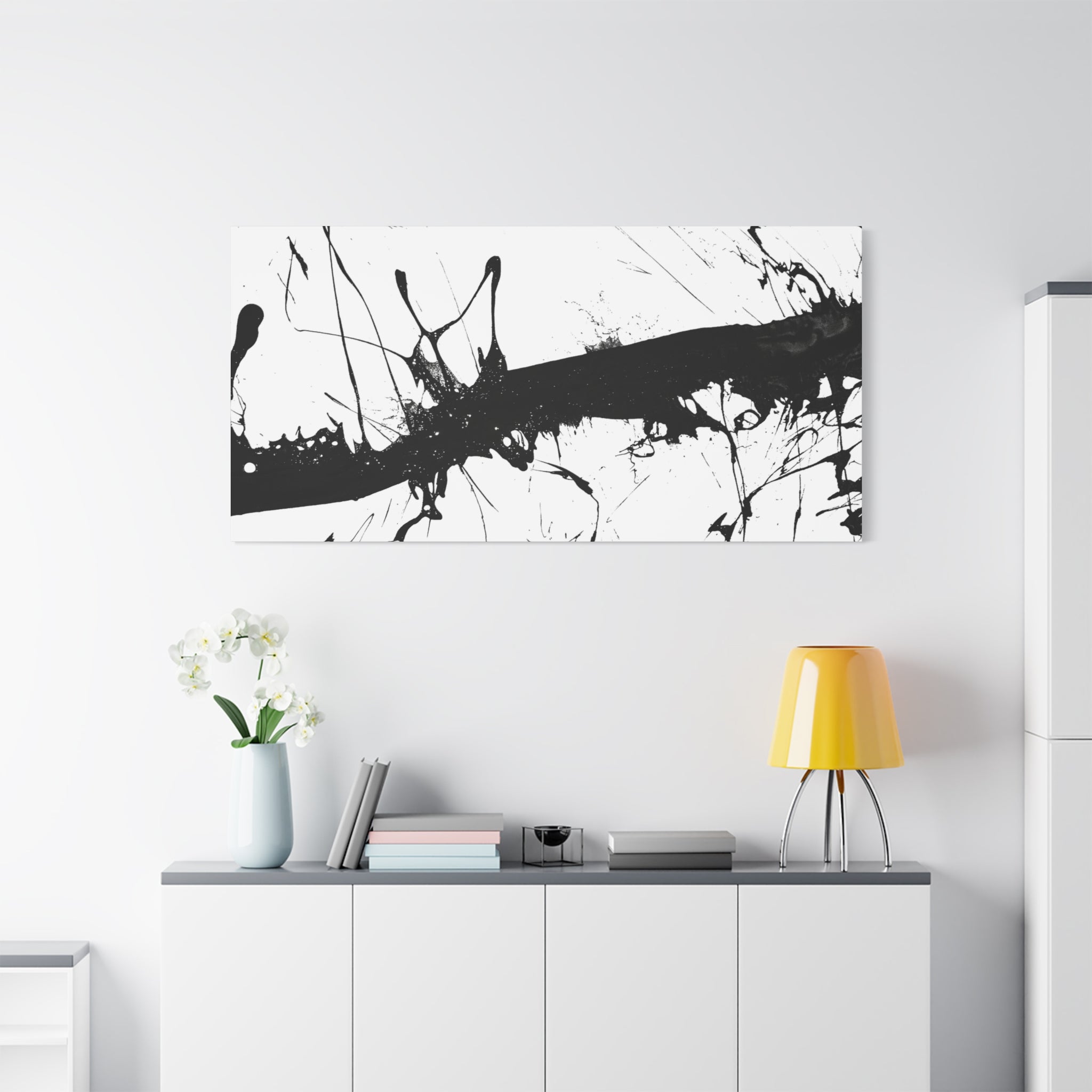 Contemporary Black Splash Art Canvas Wall Decor