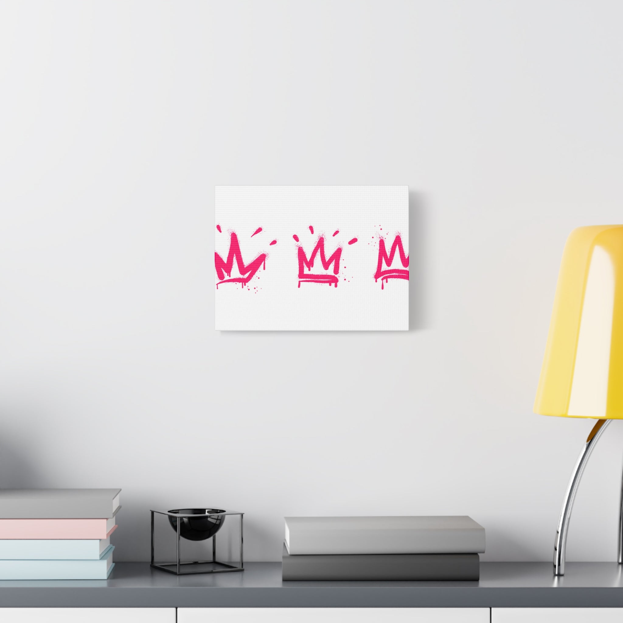 Pink Graffiti Crown Wall Art – Spray-Painted Urban Canvas Print for Street Style Decor and Pop Art Interiors