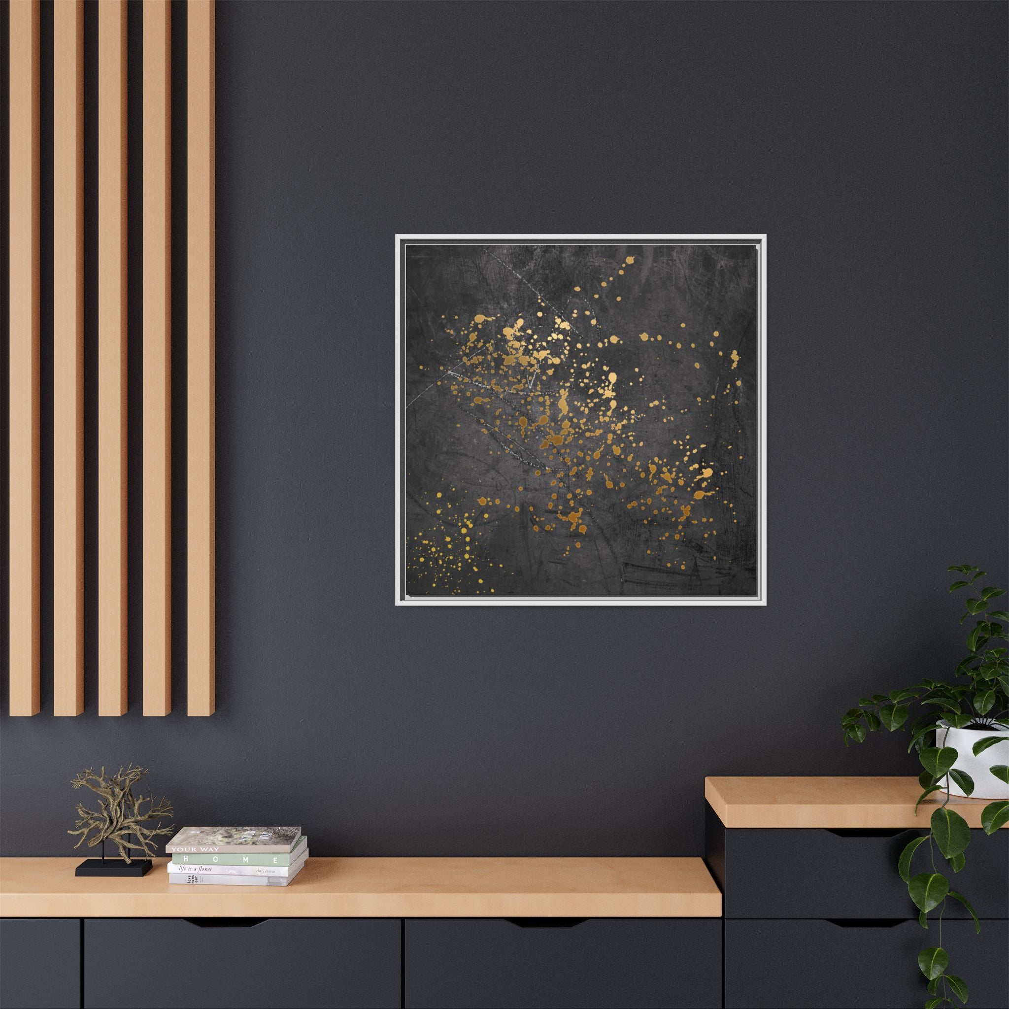 Elegant Gold Splash Canvas Art | Modern Home Decor, Wall Art, Framed Artwork, Living Room Accent, Gift Idea