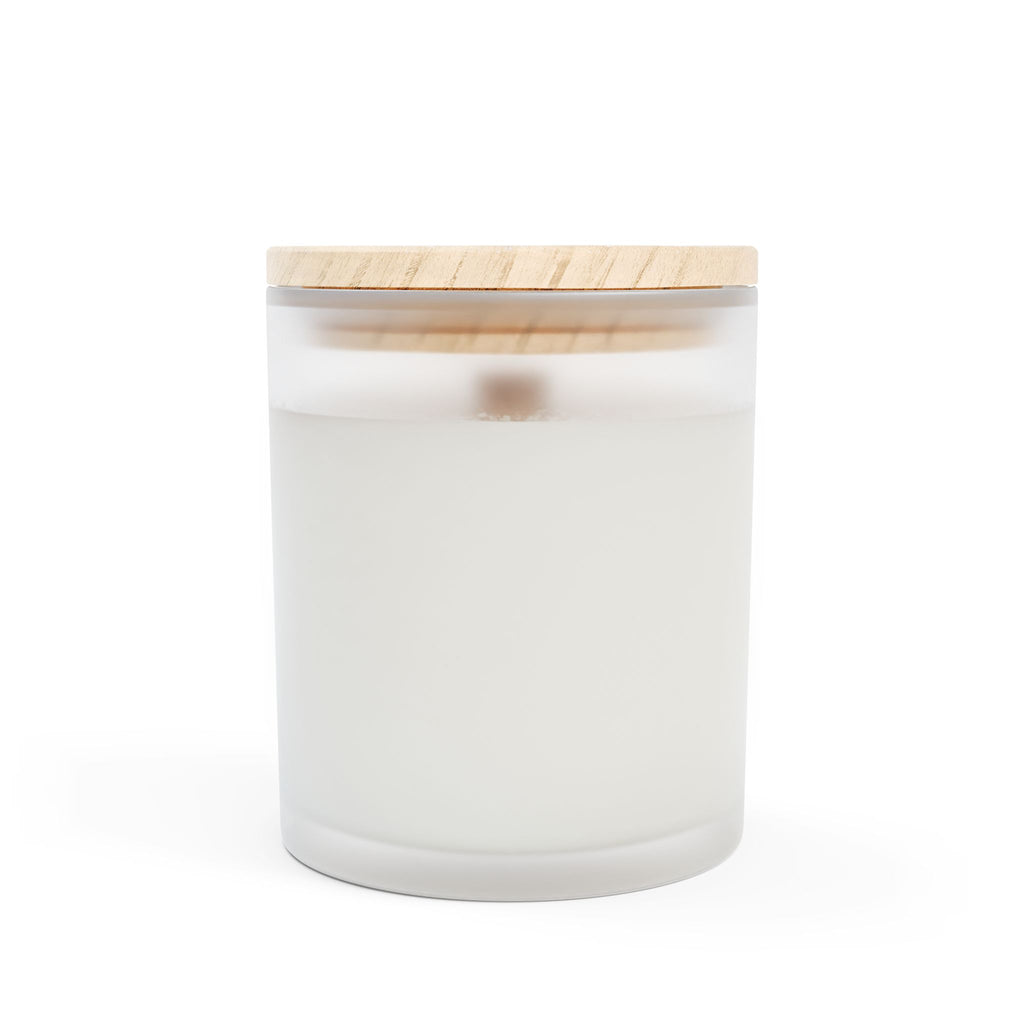 Cozy Natural 11oz Frosted Glass Candle with Scenic Design