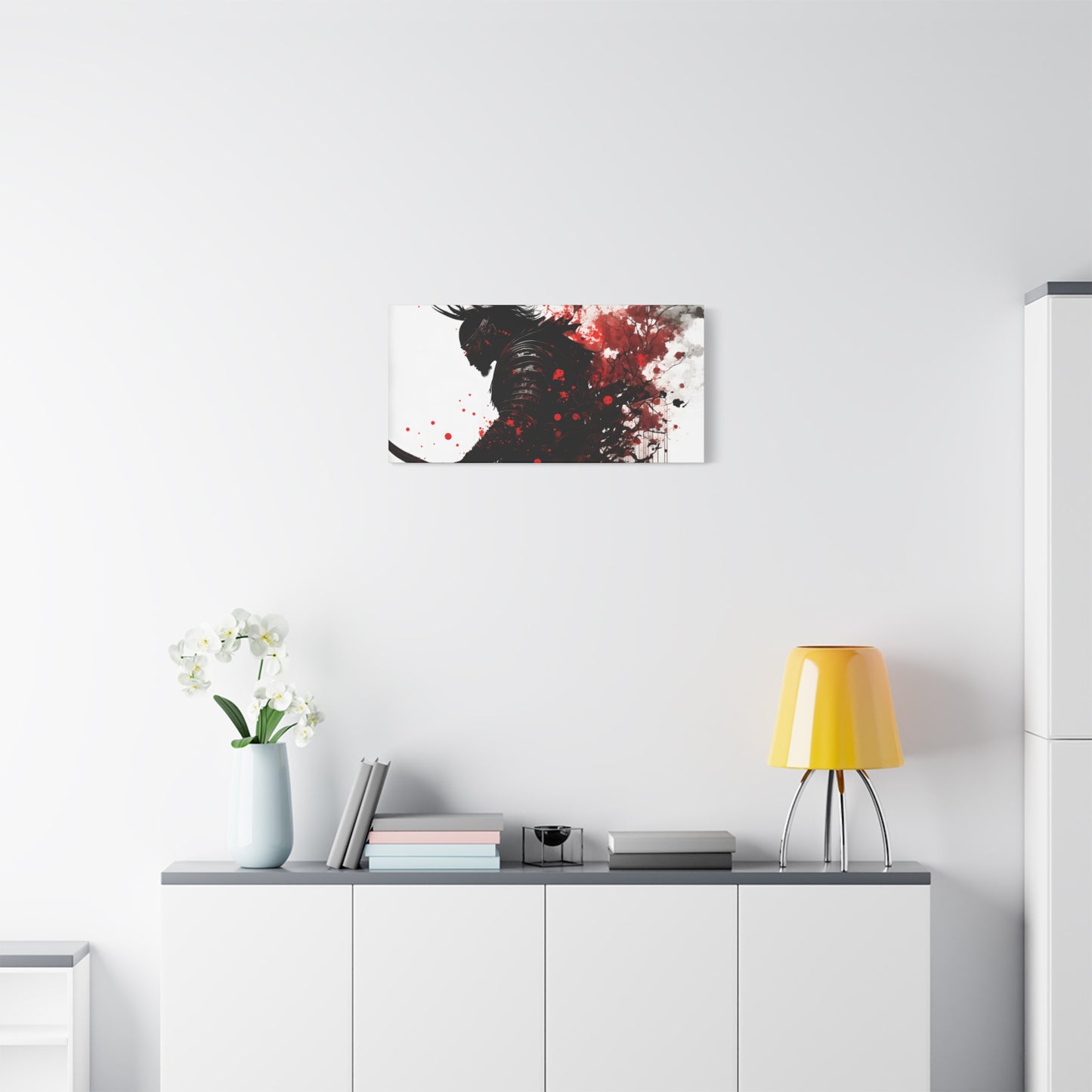 Samurai Art Canvas Print - Vibrant Red & Black Home Wall Decor