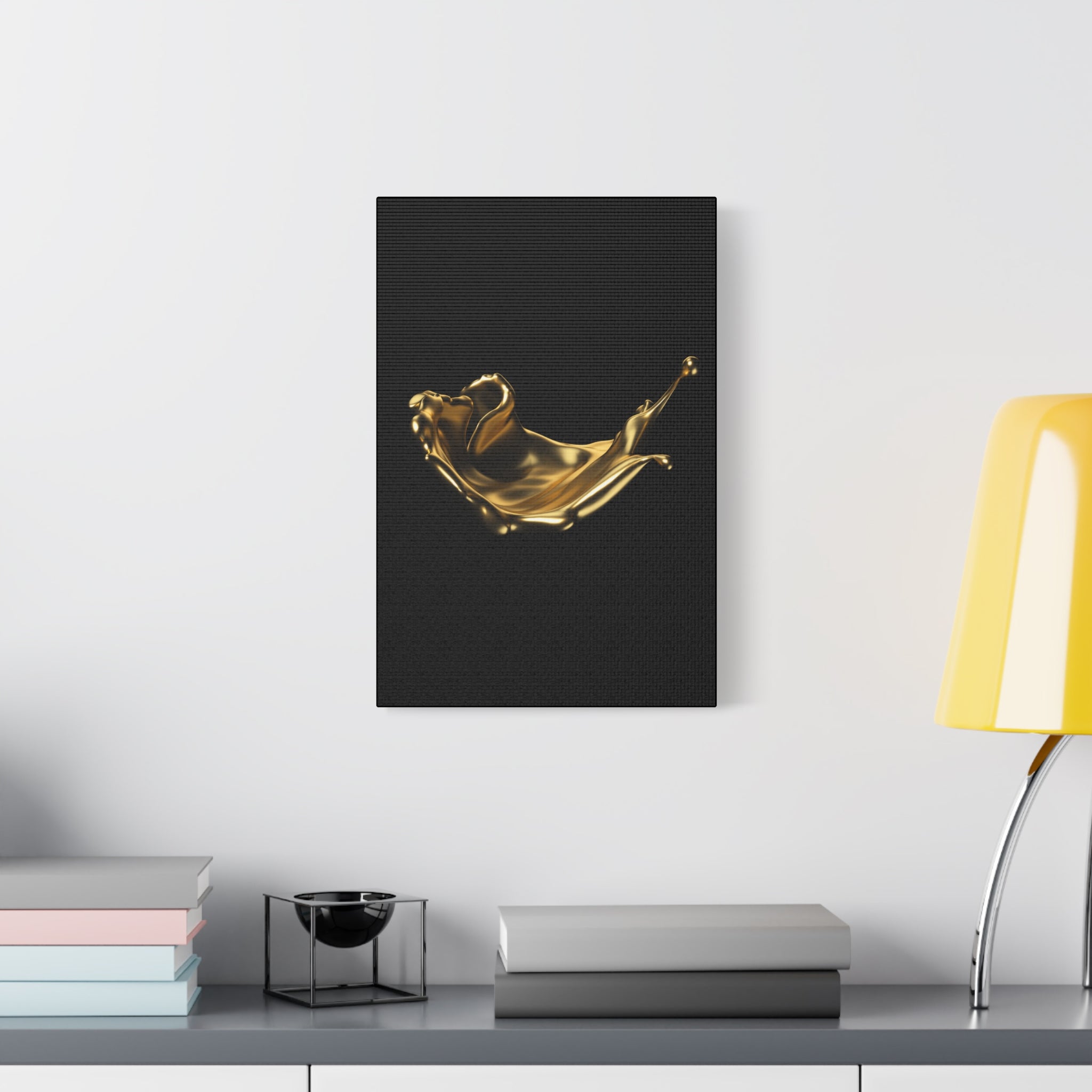 Golden Splash Art Canvas - Modern Black Decor for Stylish Homes