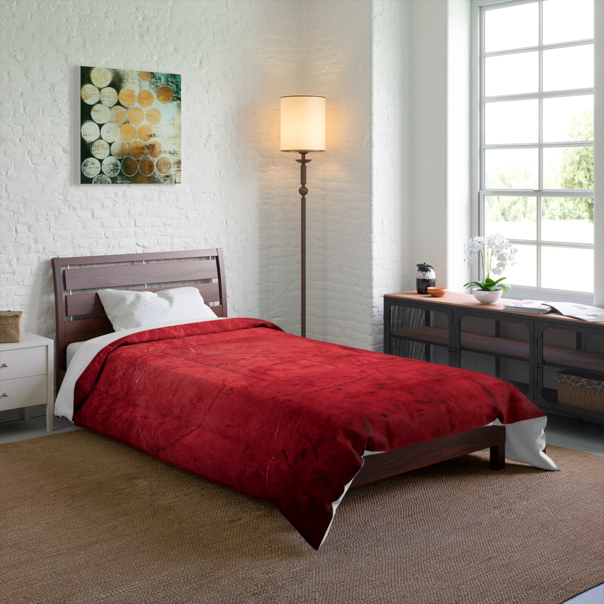 Luxurious Red Grunge Comforter – Bold Urban-Inspired Bedding for Modern Bedrooms