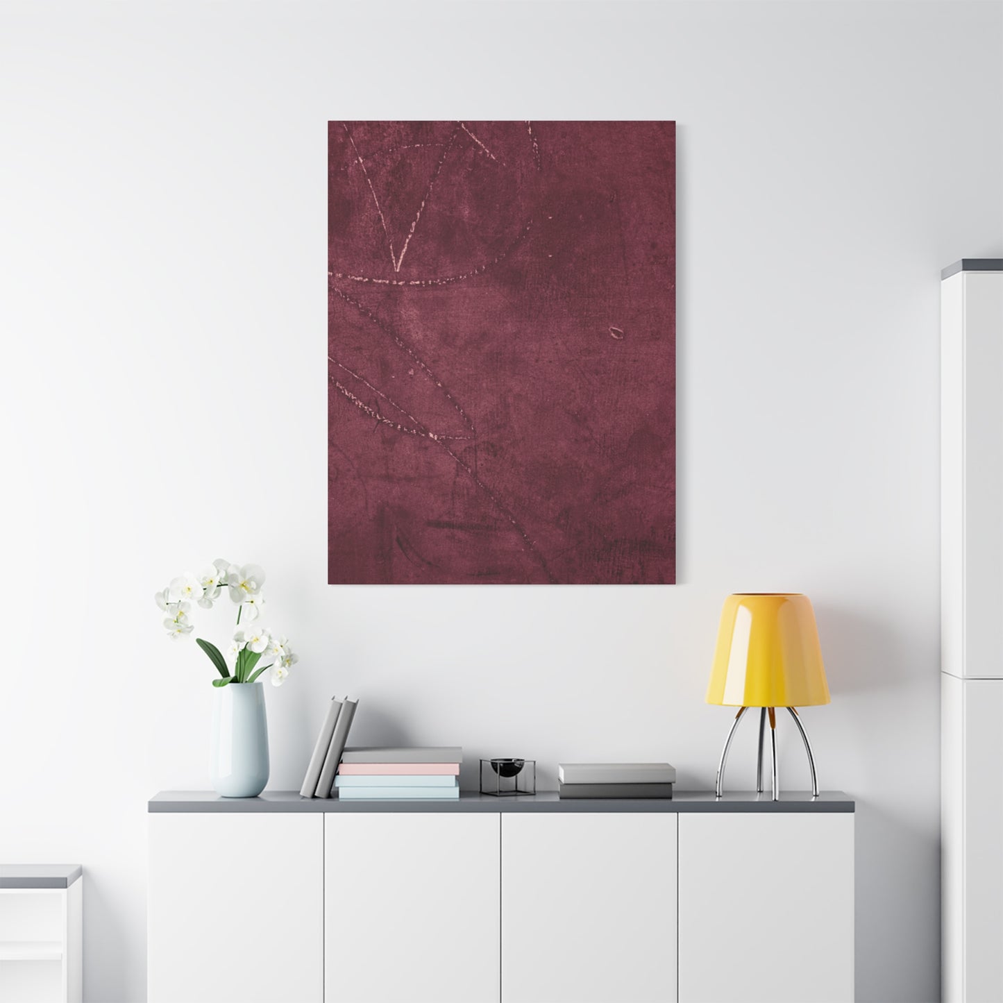 Modern Abstract Wall Art Canvas Print - Matte Burgundy Design