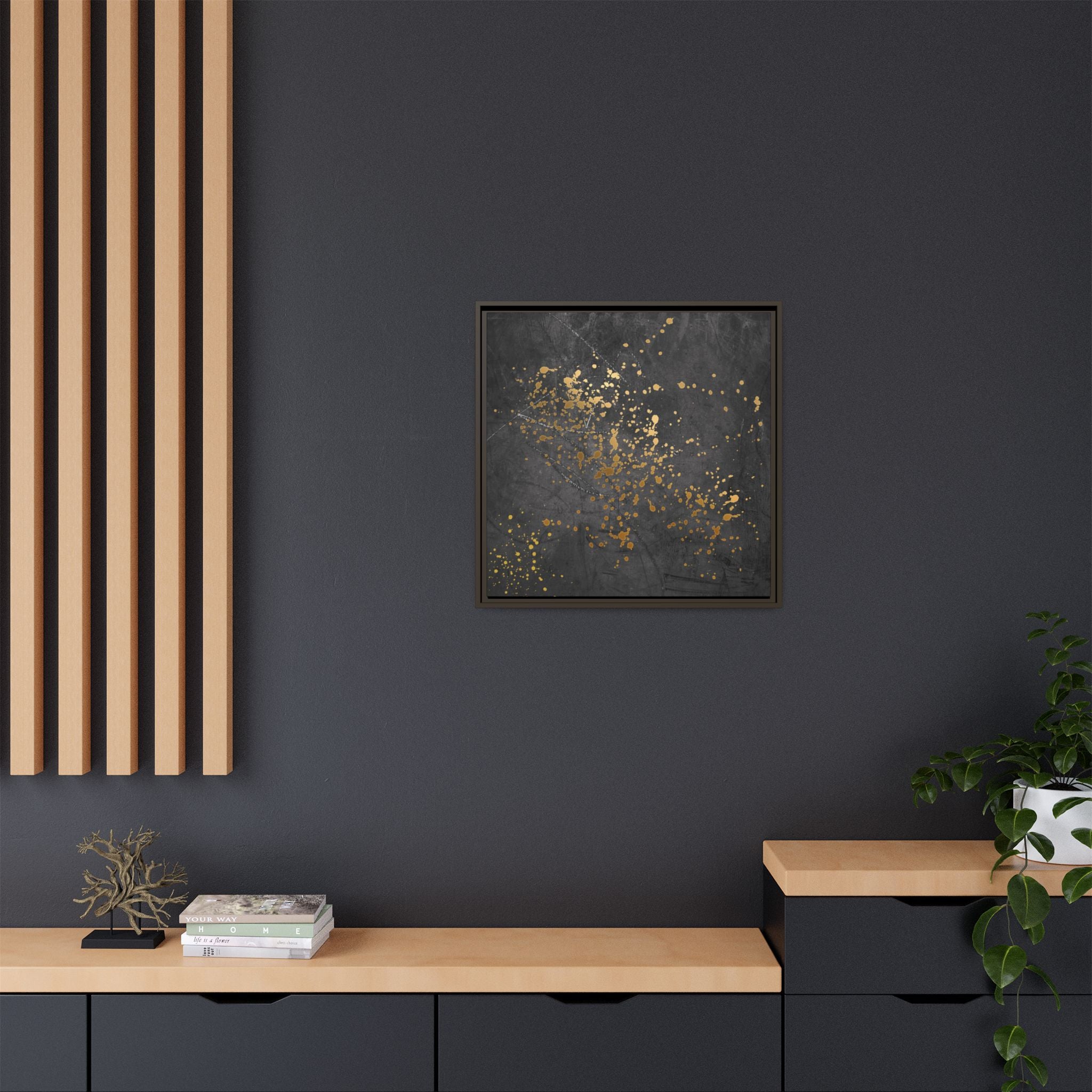 Elegant Gold Splash Canvas Art | Modern Home Decor, Wall Art, Framed Artwork, Living Room Accent, Gift Idea