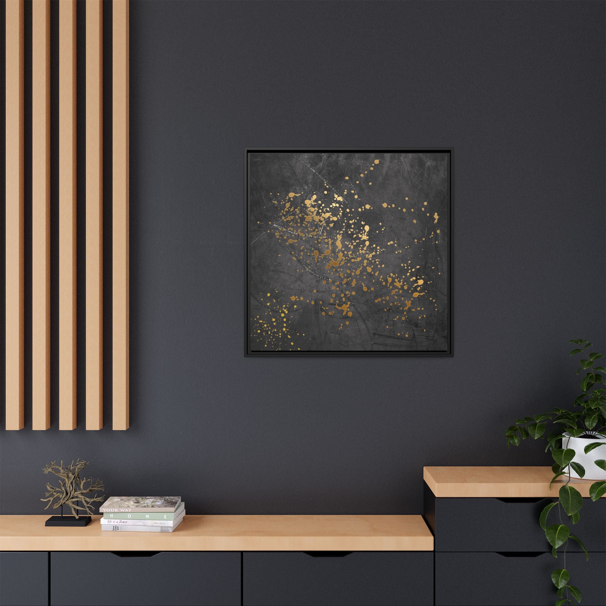 Elegant Gold Splash Canvas Art | Modern Home Decor, Wall Art, Framed Artwork, Living Room Accent, Gift Idea