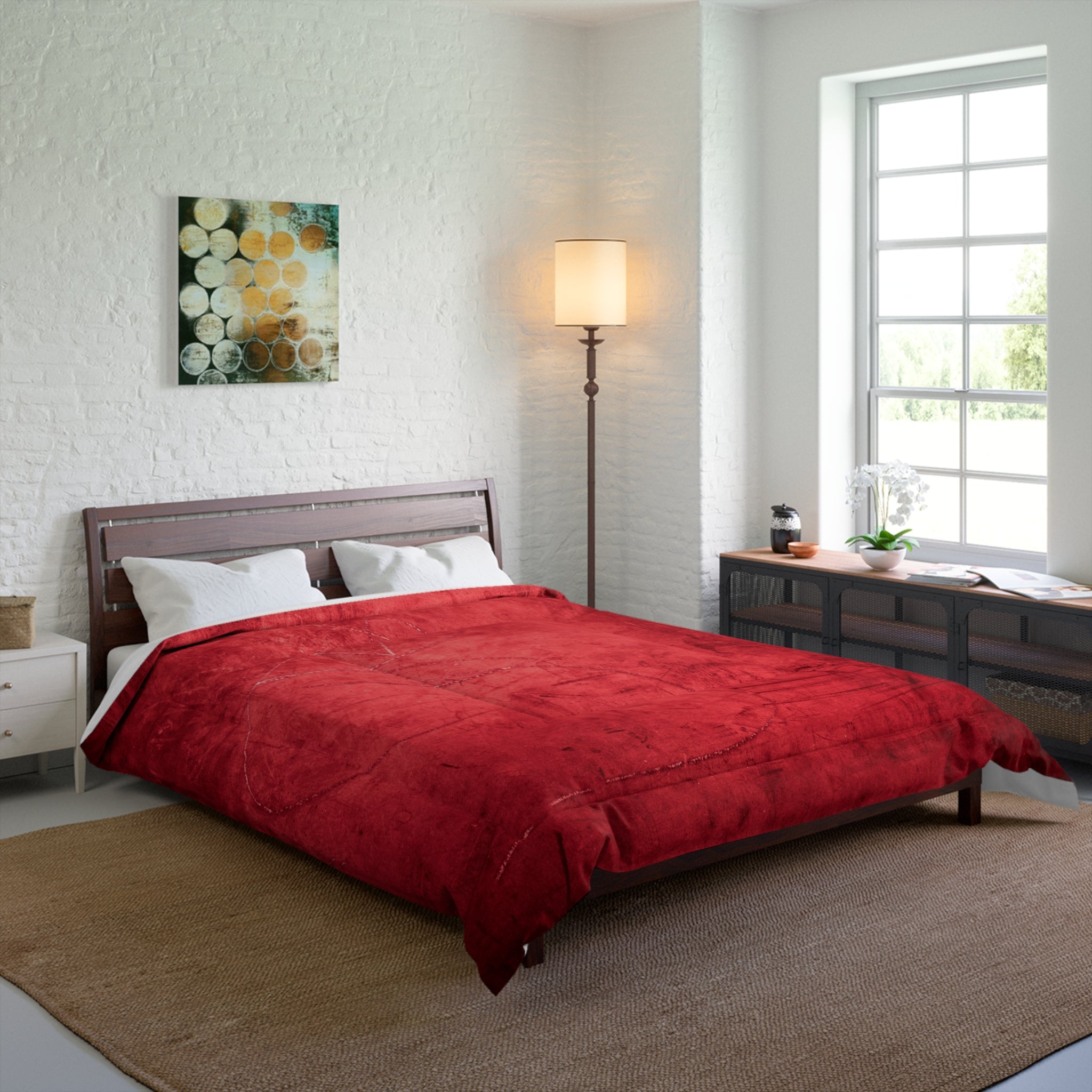 Luxurious Red Grunge Comforter – Bold Urban-Inspired Bedding for Modern Bedrooms
