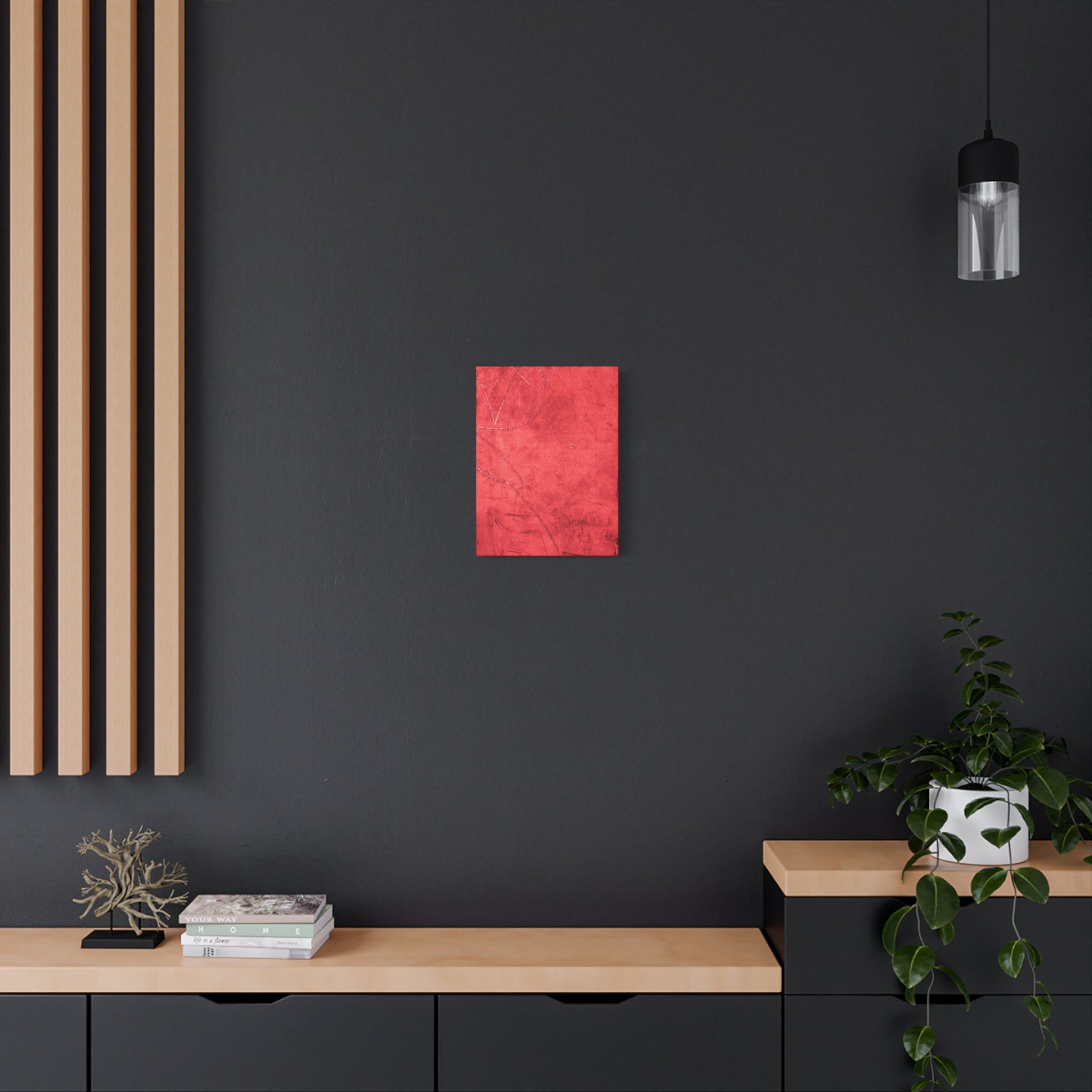 Red Grunge Texture Wall Art – Industrial Abstract Canvas Print with Scratched Surface for Bold Modern Spaces