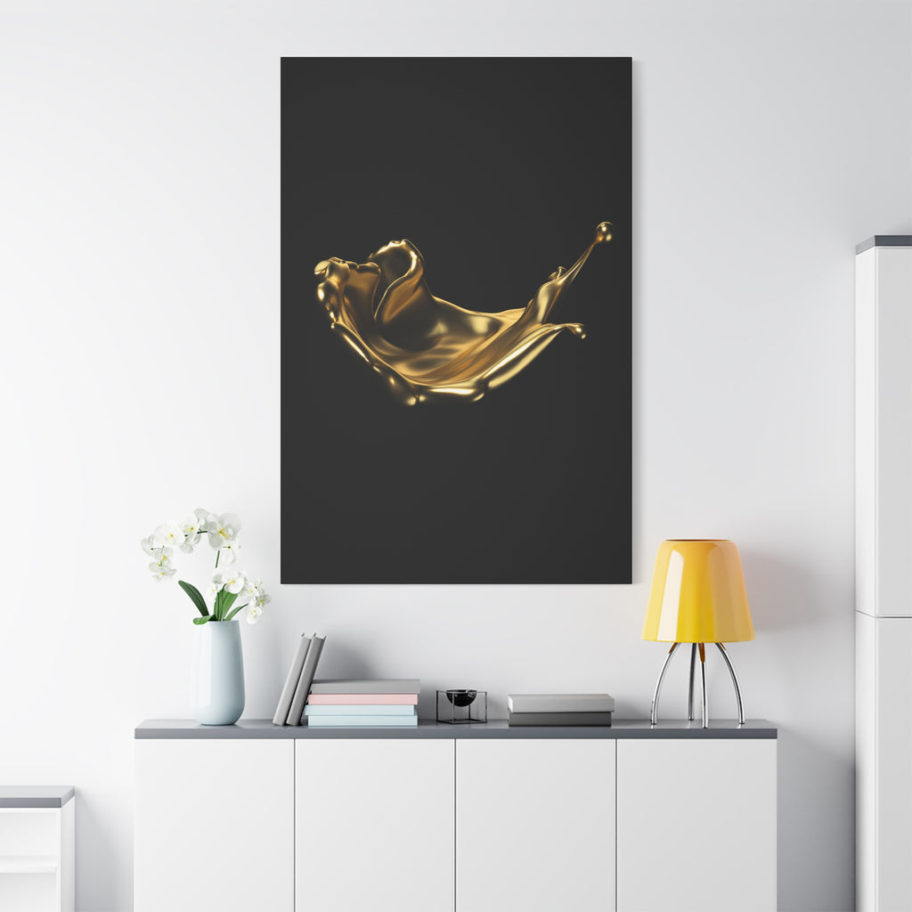 Golden Splash Art Canvas - Modern Black Decor for Stylish Homes
