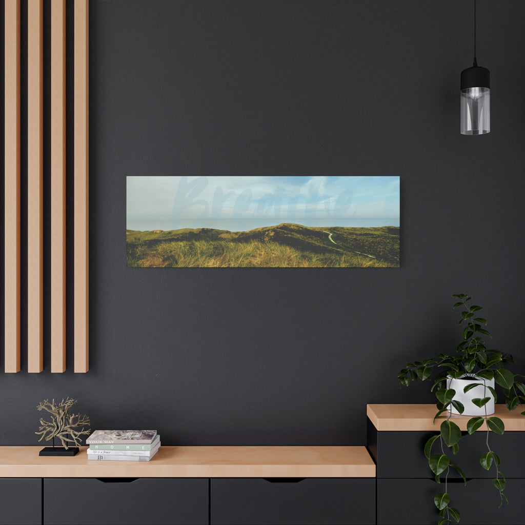 Breathe Motivational Landscape Wall Art – Tranquil Nature Canvas Print for Mindfulness, Meditation, and Home Décor