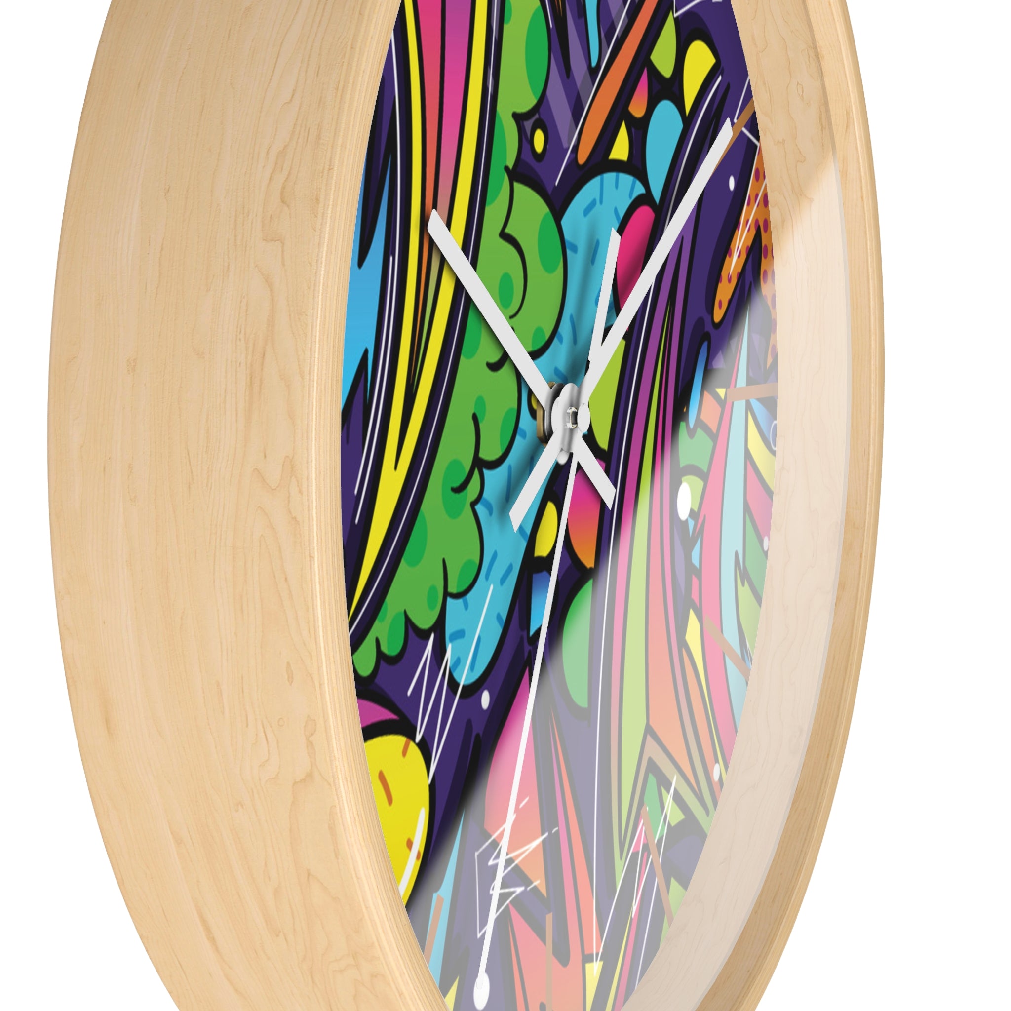 ねこぼーろ graffiti Clock Urban Graffiti Wall Clock – Colorful Pop Art Decor for Modern