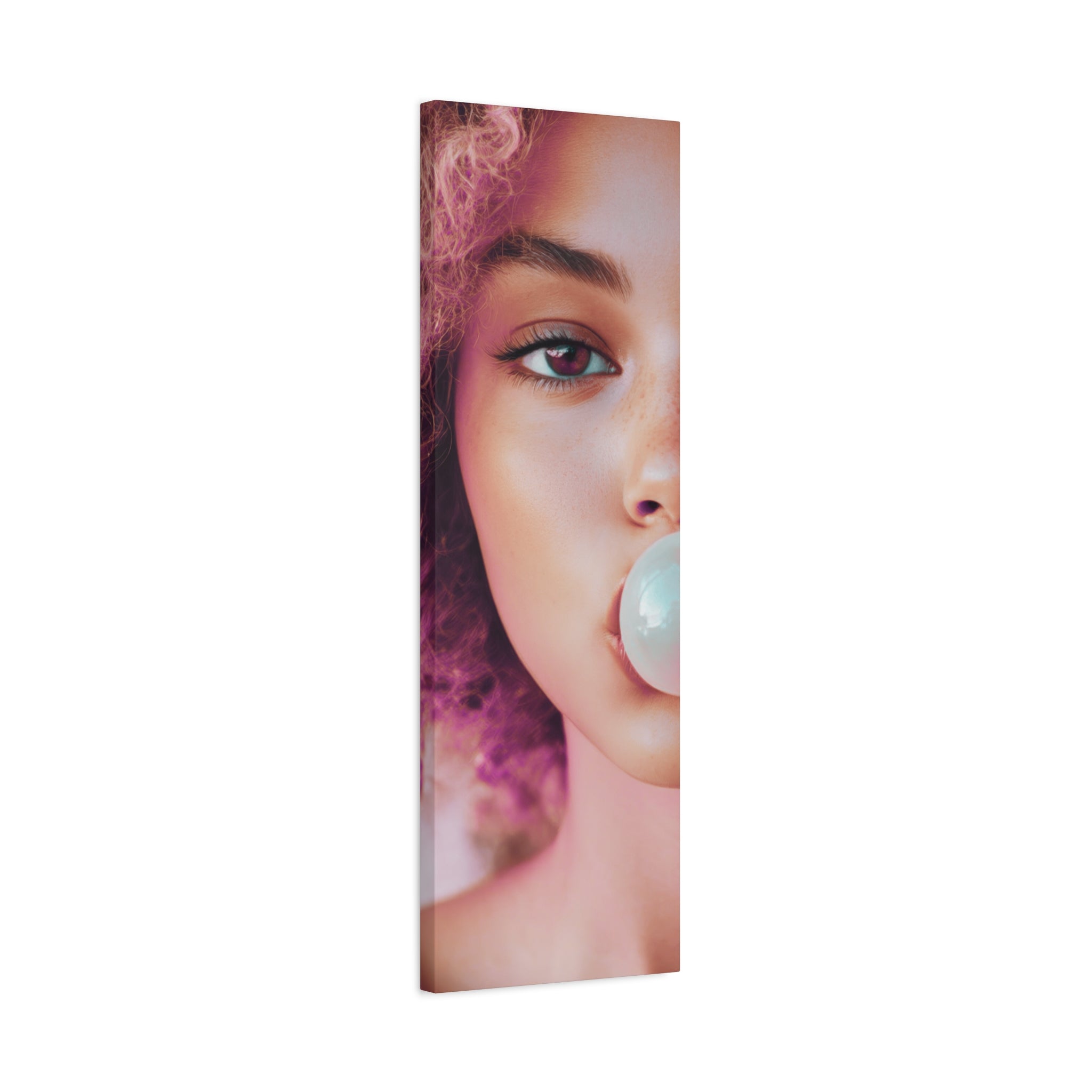 Bold Pink Pop Art Wall Art – Vibrant Fashion Canvas Print Featuring Bubblegum & Curly Hair Aesthetic