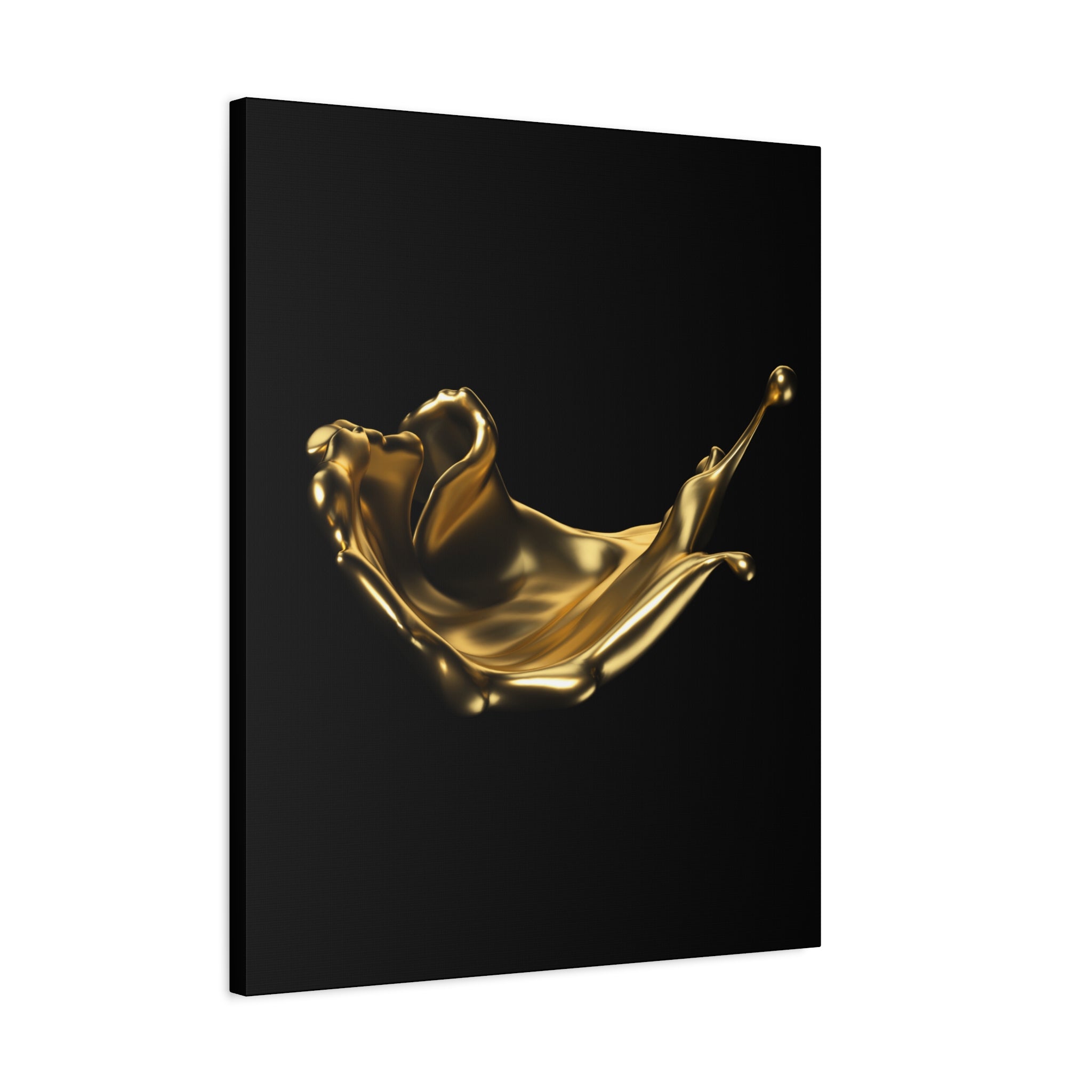 Golden Splash Art Canvas - Modern Black Decor for Stylish Homes