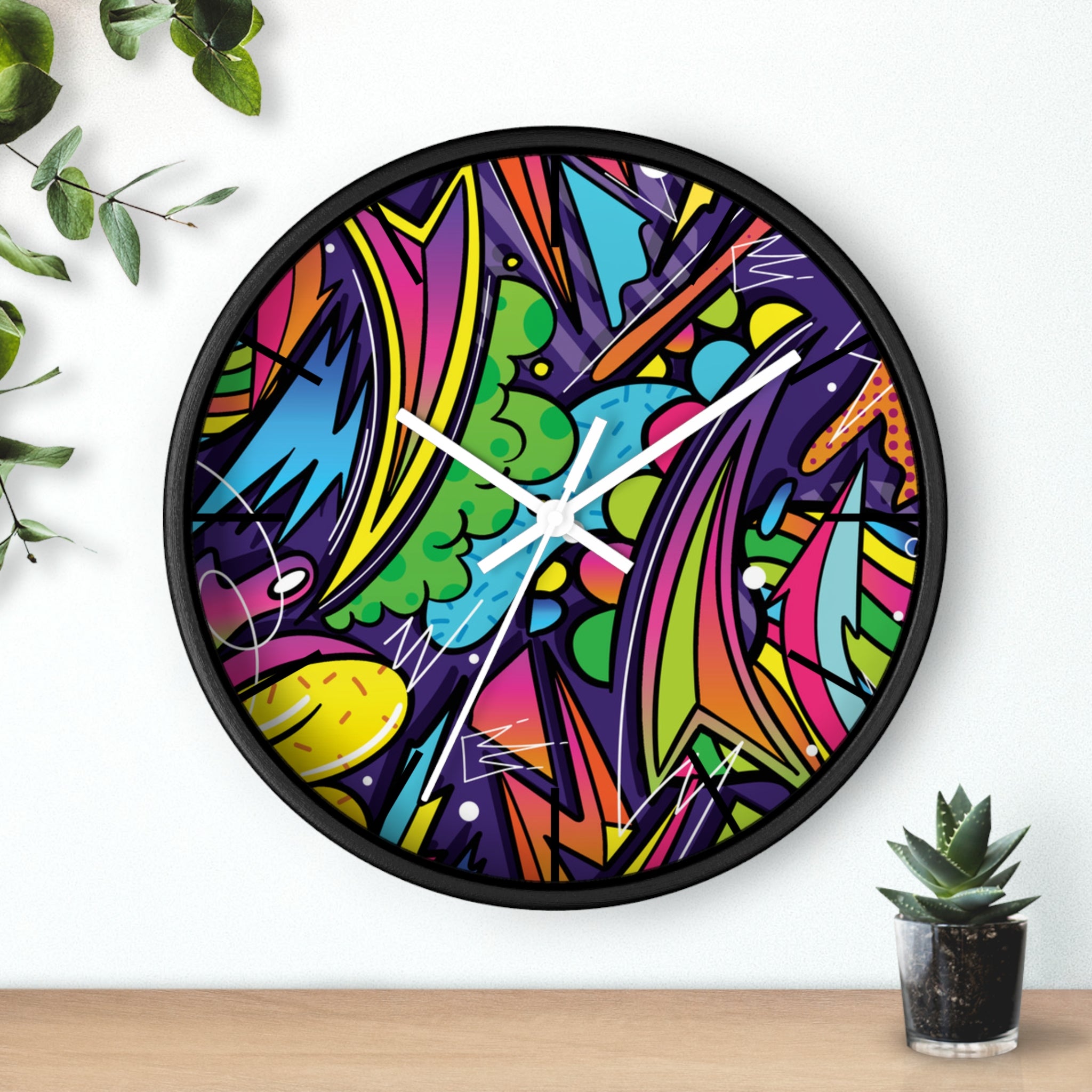 Urban Graffiti Wall Clock – Colorful Pop Art Decor for Modern Spaces