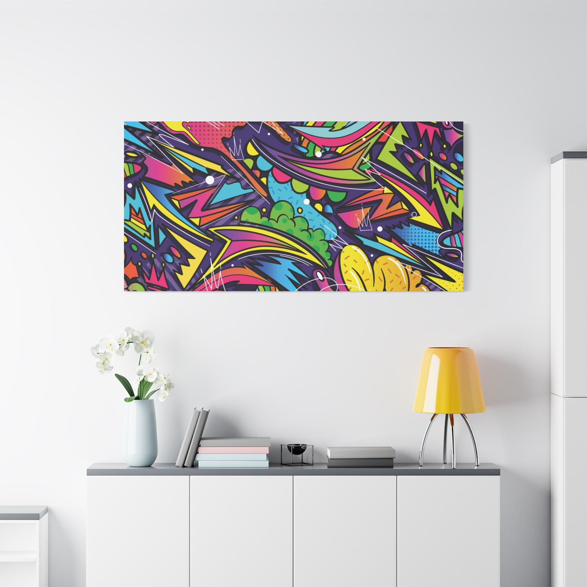 Graffiti Doodle Art Wall Print – Vibrant Urban Pop Abstract Canvas for Creative and Youthful Spaces